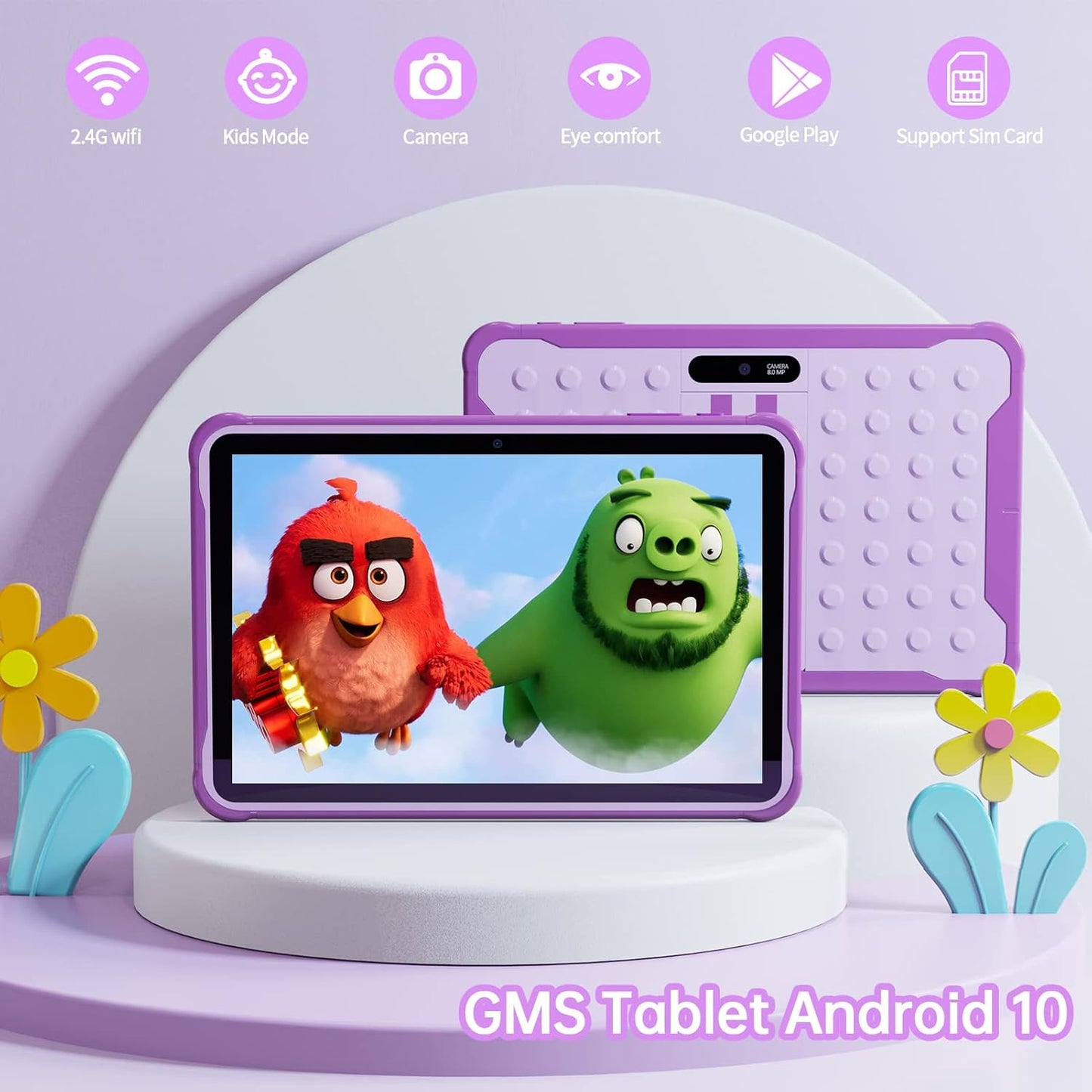 10 Zoll Android Tablet mit Kindersicherung, Lila