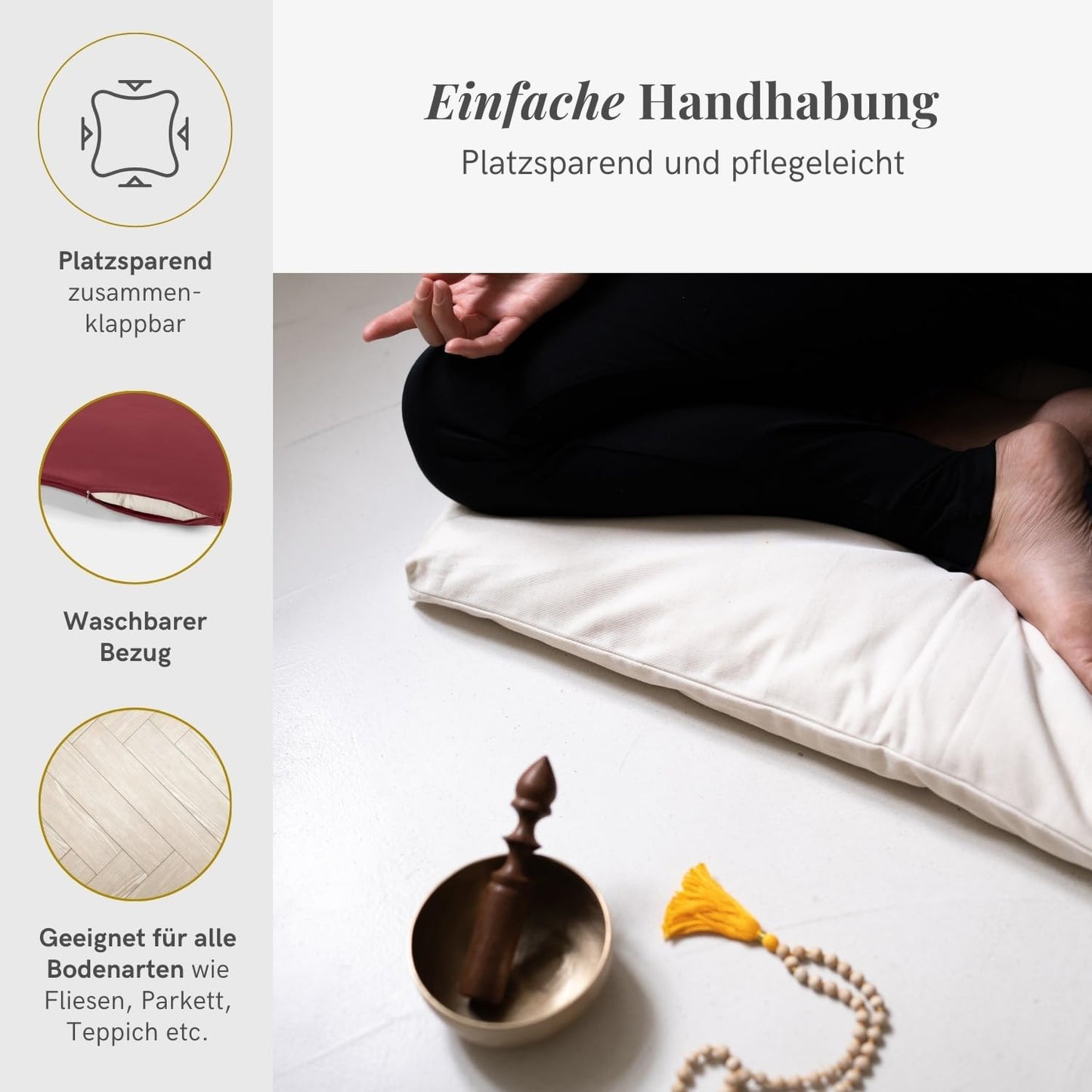 Meditationsmatte Zabuton Comfort, 7 cm / Bordeauxrot