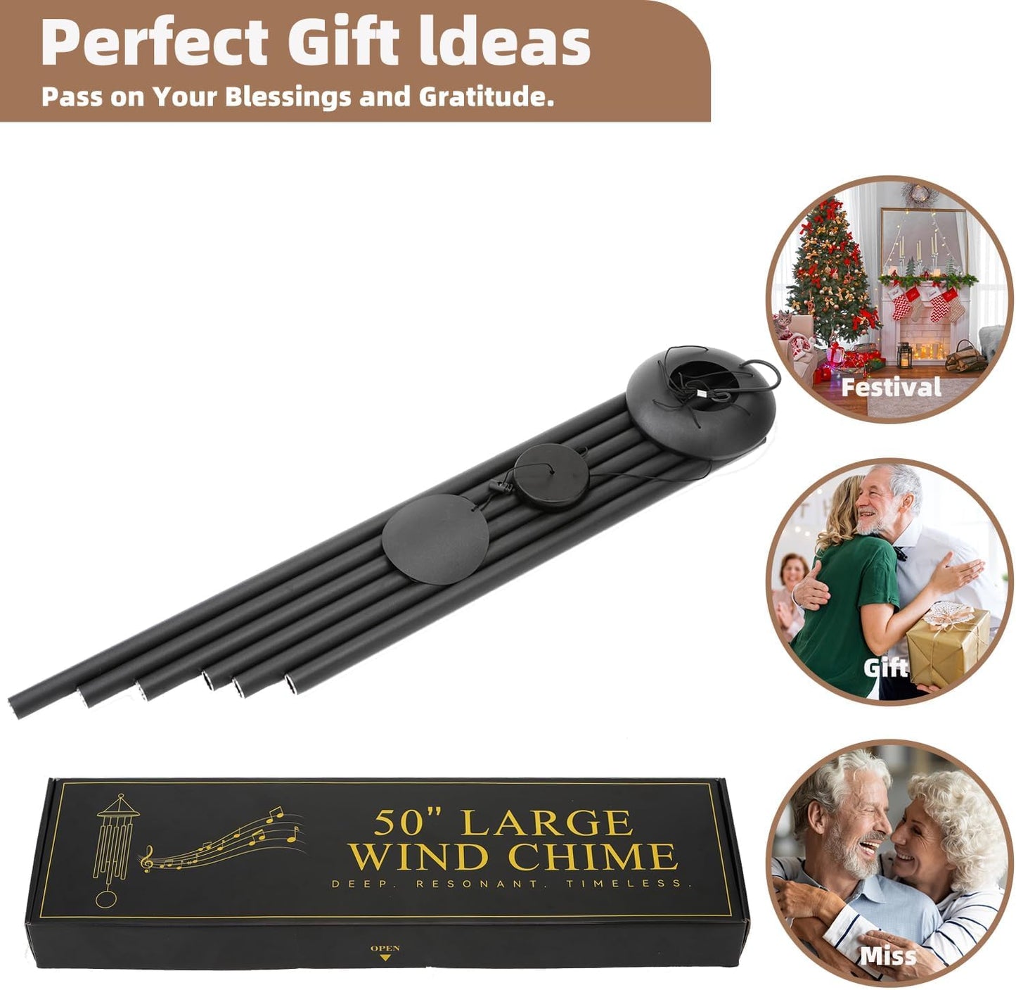 Outdoor-Windglocke, 50" Schwarz