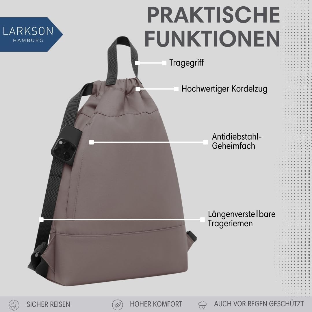 Turnbeutel No 7 mit Aussentasche, Taupe