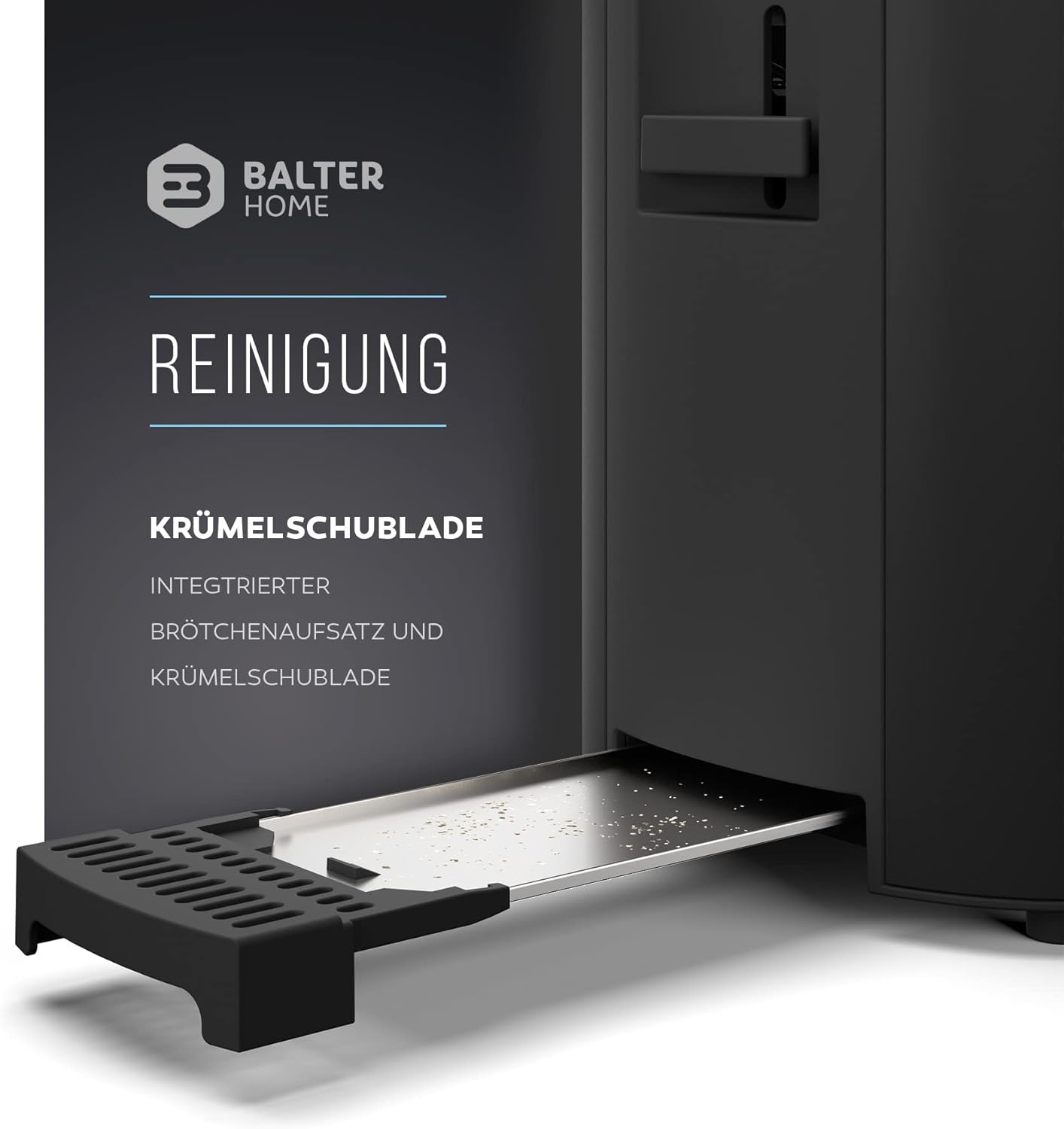 TS-04-BL - Toaster für 4 Scheiben - Langschlitz mit LCD Display, Schwarz