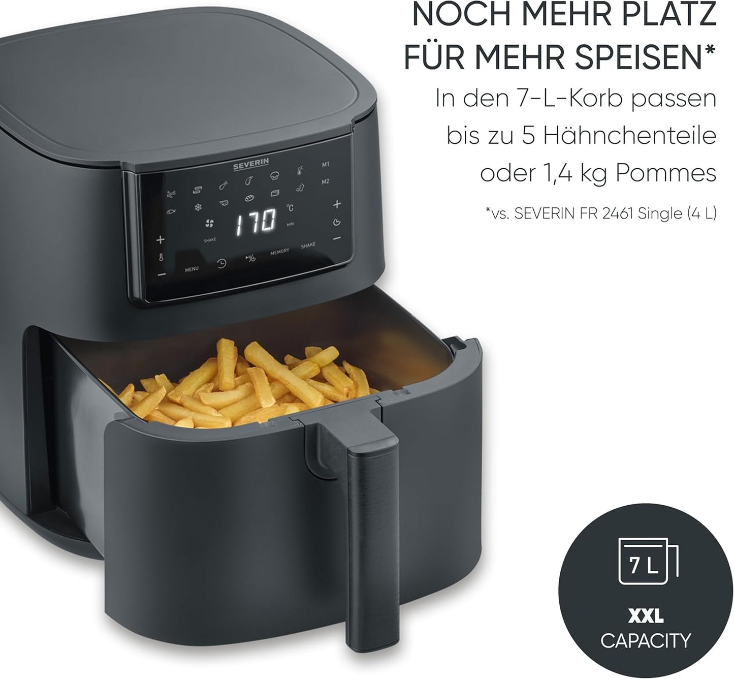 Heissluftfritteuse mit Automatikprogrammen, 7L Schwarz