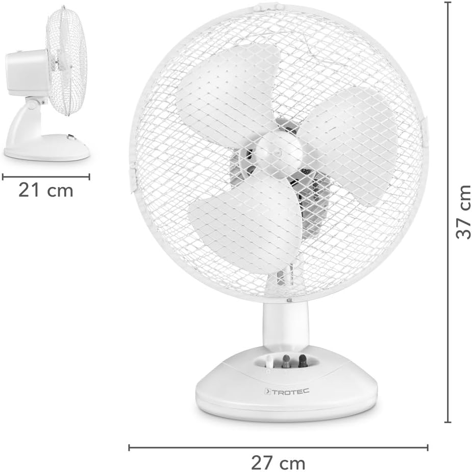 Tischventilator TVE 9, oszillierend 90°, 23 cm - 90° Weiss