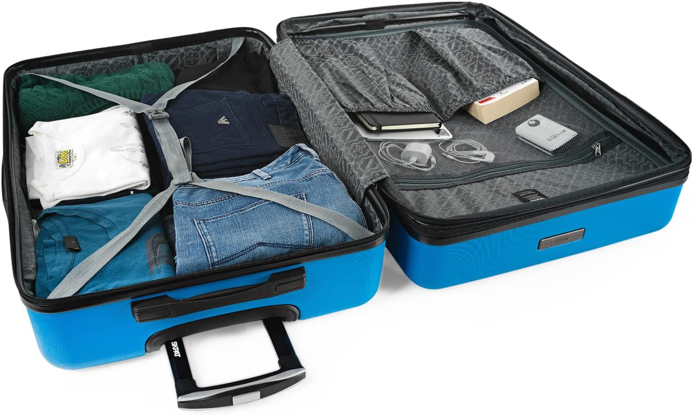 Reisekoffer-Set mit 4 Rädern und Zahlenschloss, Elektrisches Blau M