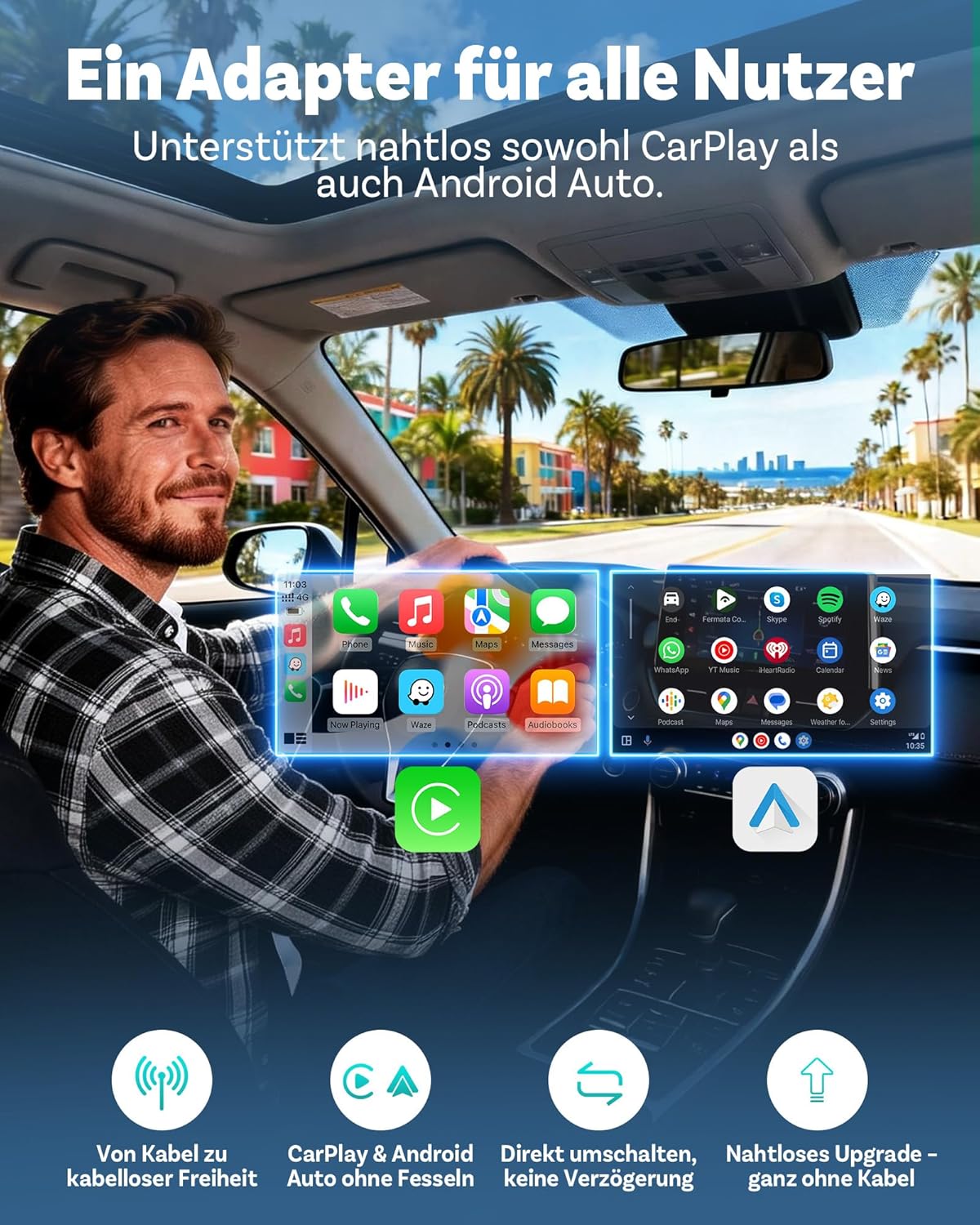 Mini Pico 2-in-1 Wireless CarPlay & Android Auto Adapter
