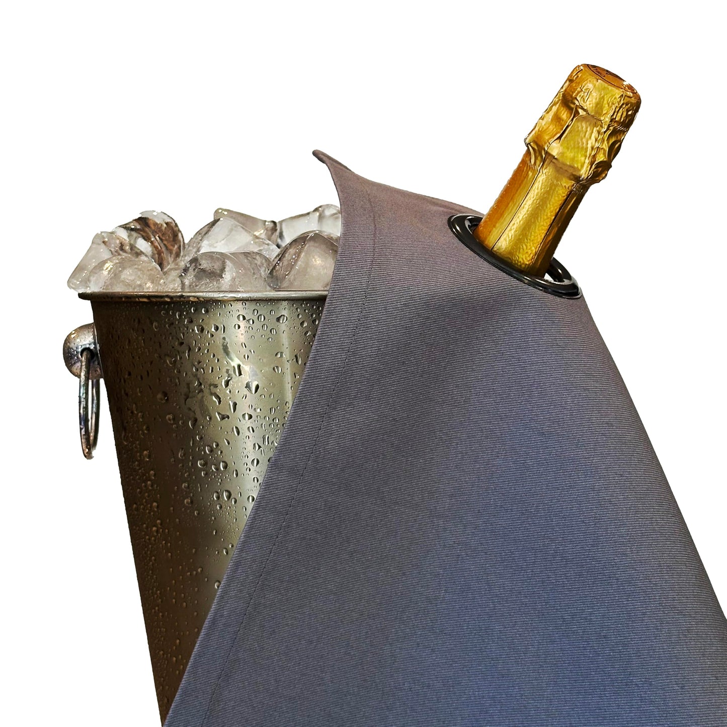 Flaschentuch mit Metallring, Classic Collection, Platin mit Anthrazitfarbenem Metallring 1 Stück