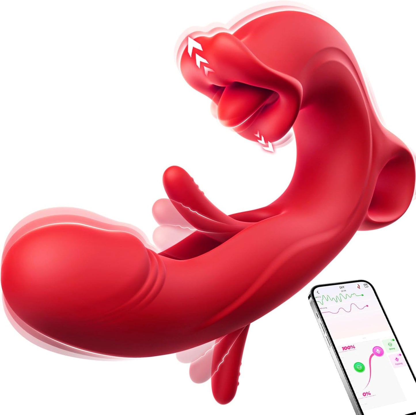 Dildo Vibratoren mit Zungenlecken, Rot