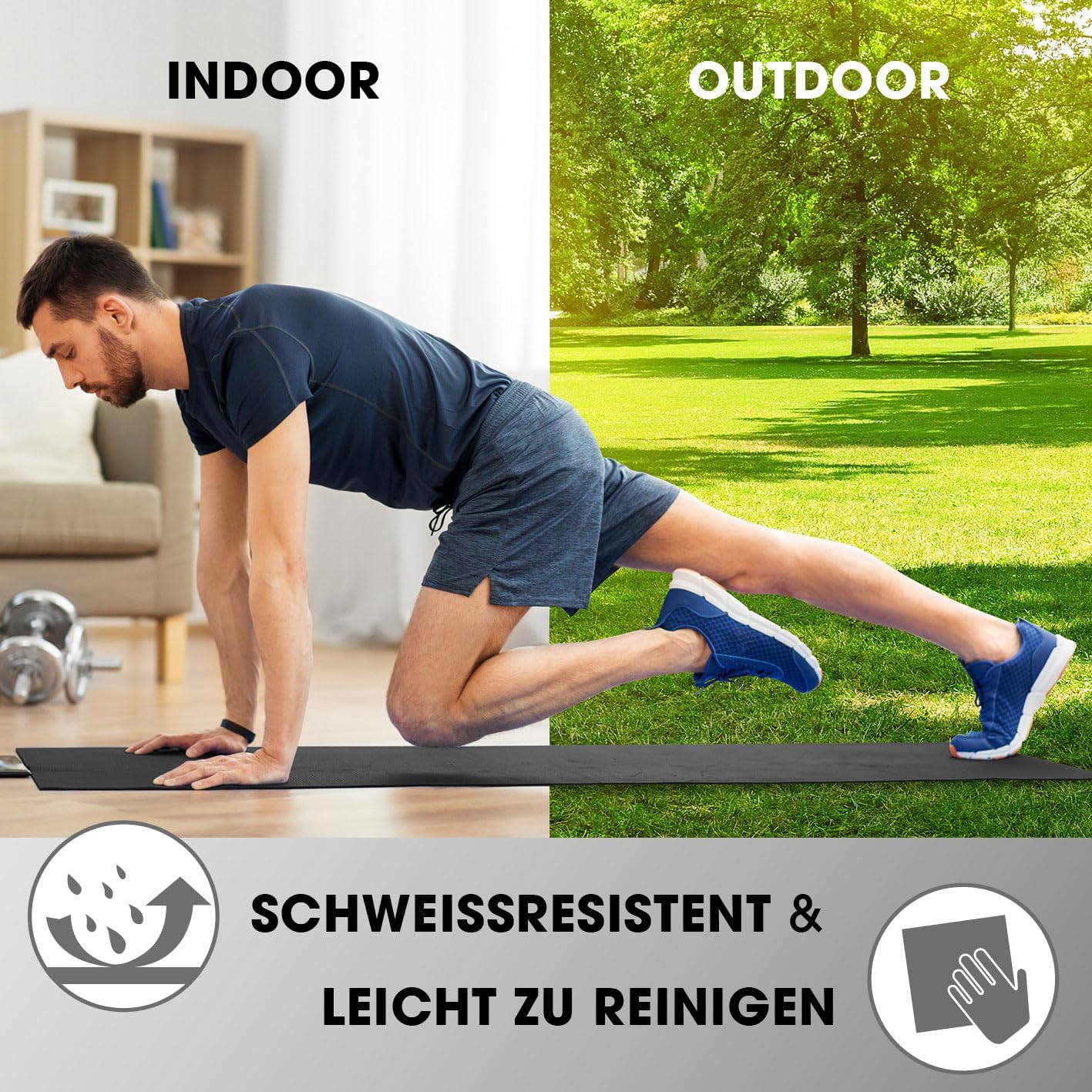 Fitnessmatte Yamuna 183 cm x 61 cm, Schwarz, 183 x 61 x 1,5 cm schwarz