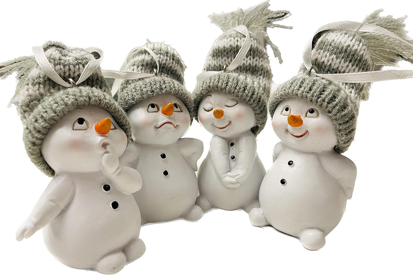 4er-Set Schneemann Anhänger, Grau-hängend