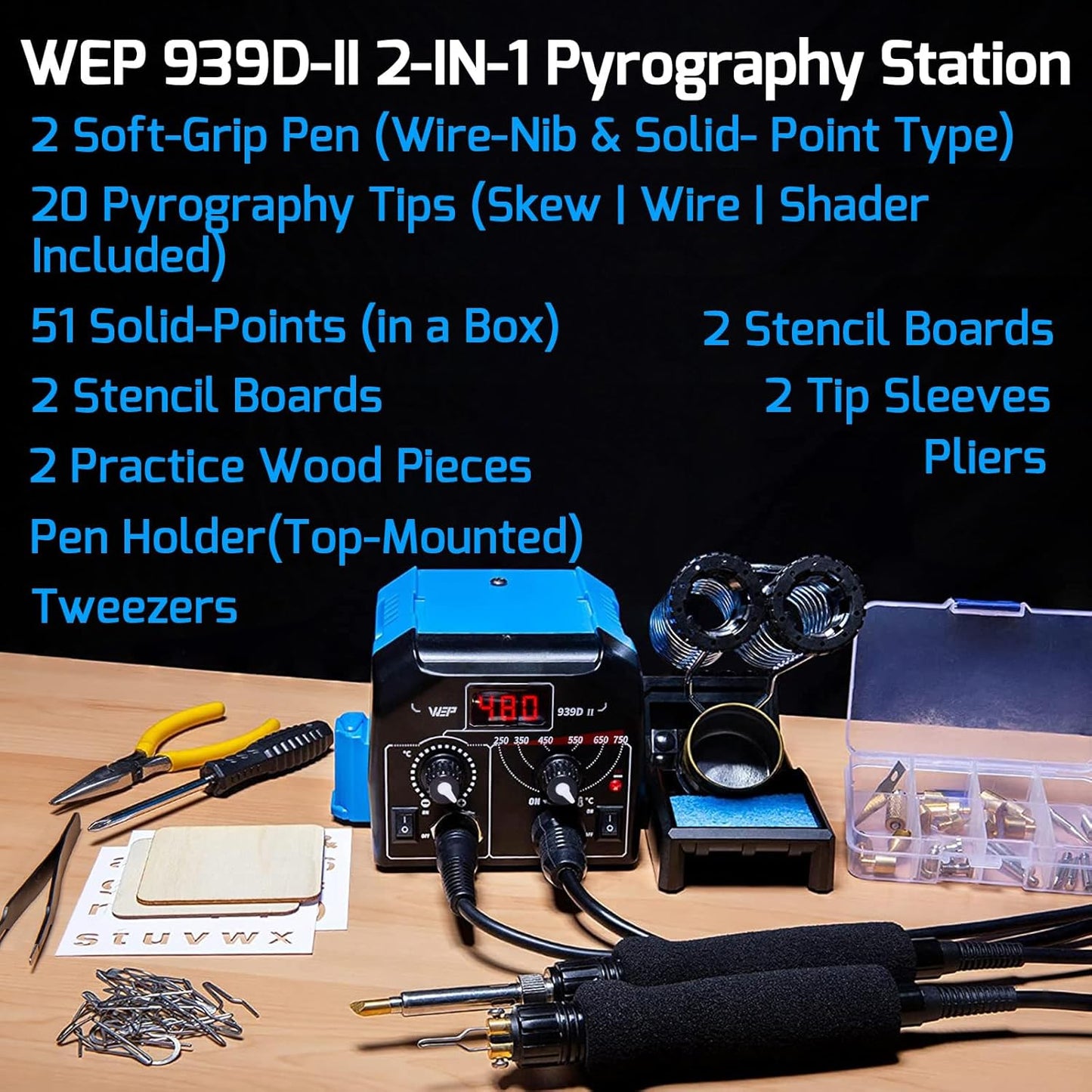 939D-II 2-in-1 Brandmalkolben Set, 86-teilig
