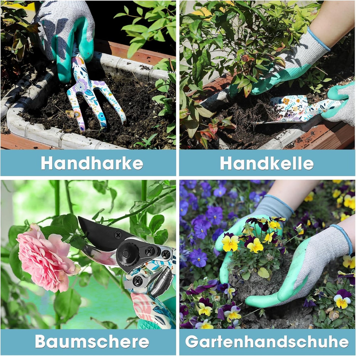 Gartengeräte Set 4-tlg., Weiss