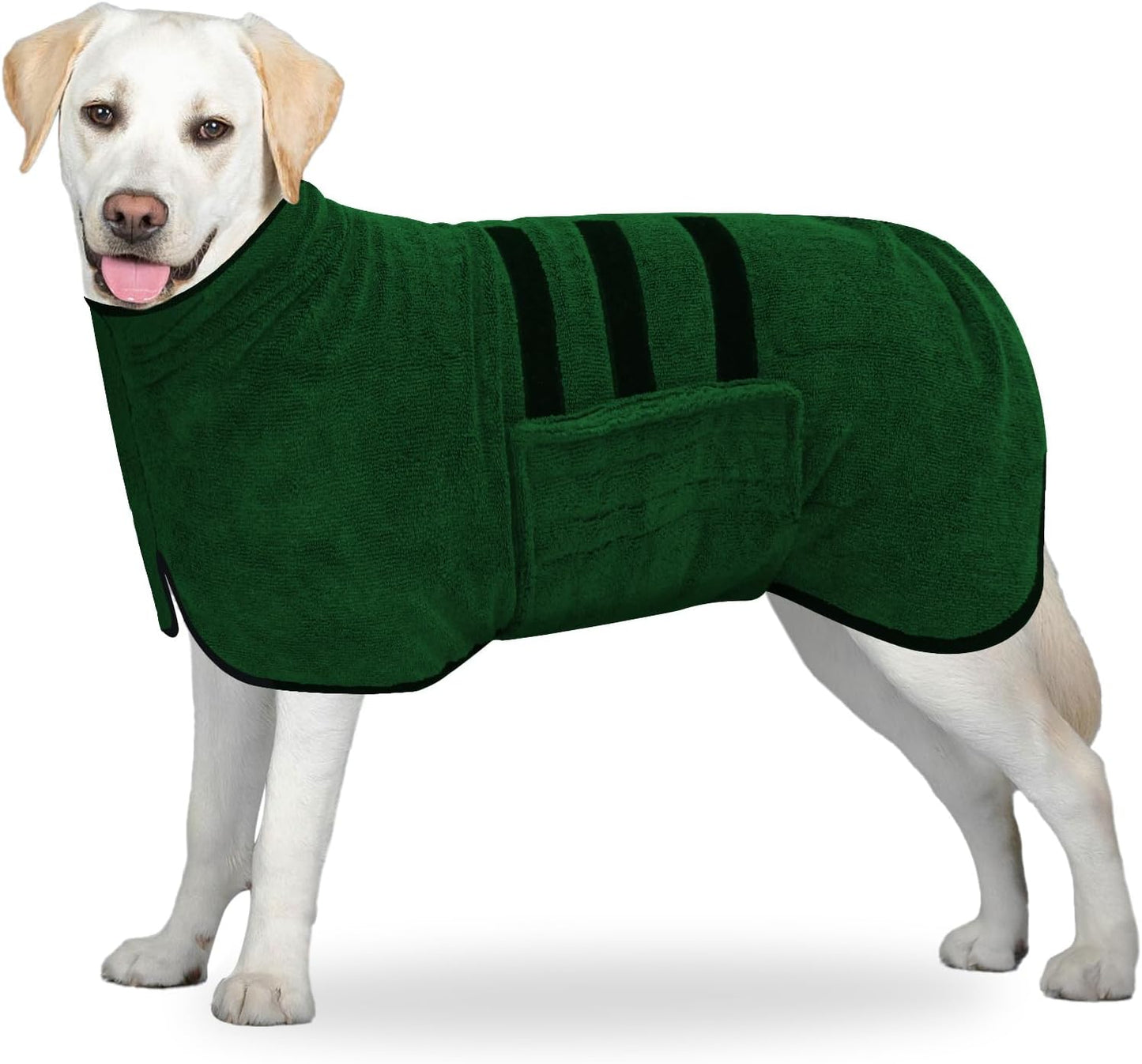 Hundebademantel mit Klettverschluss, Grün-XL