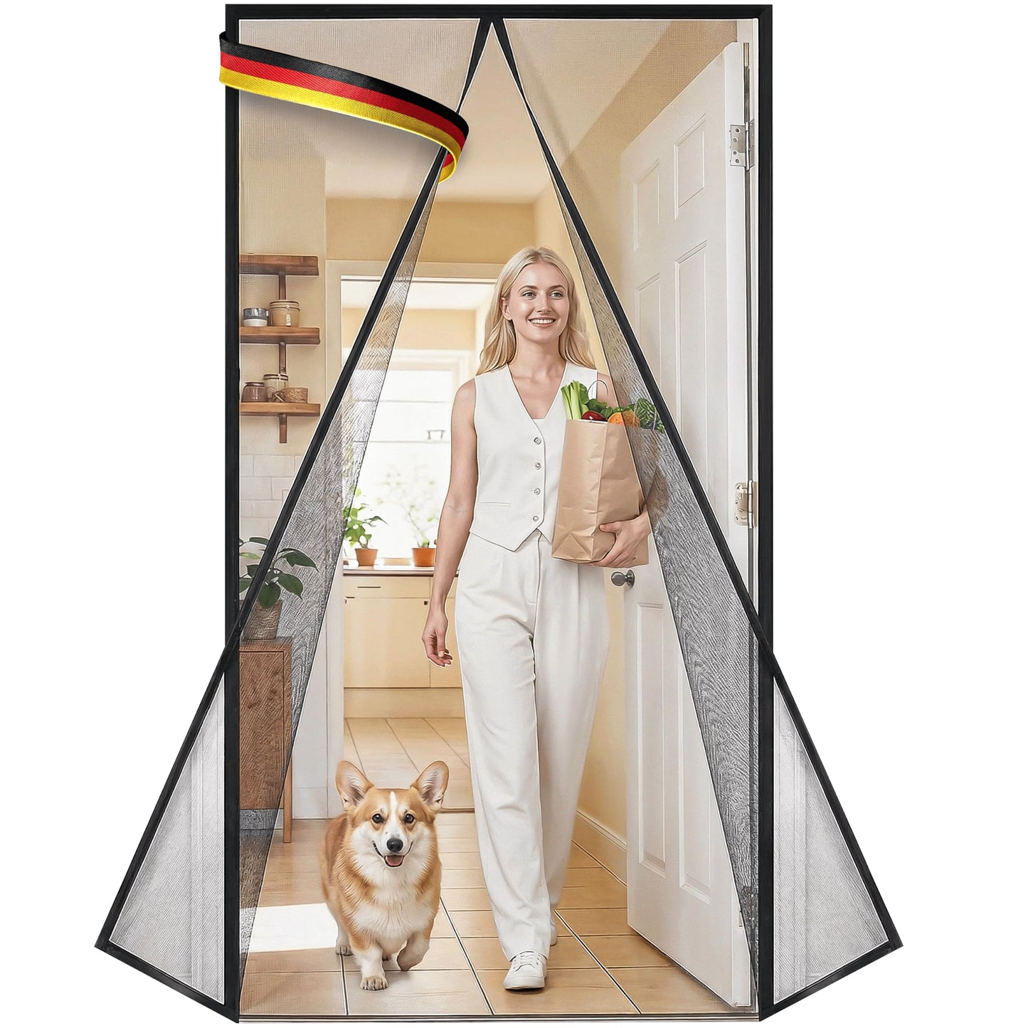 Fliegengitter Magnetvorhang für Balkontür (90 x 210 cm), 90 x 210