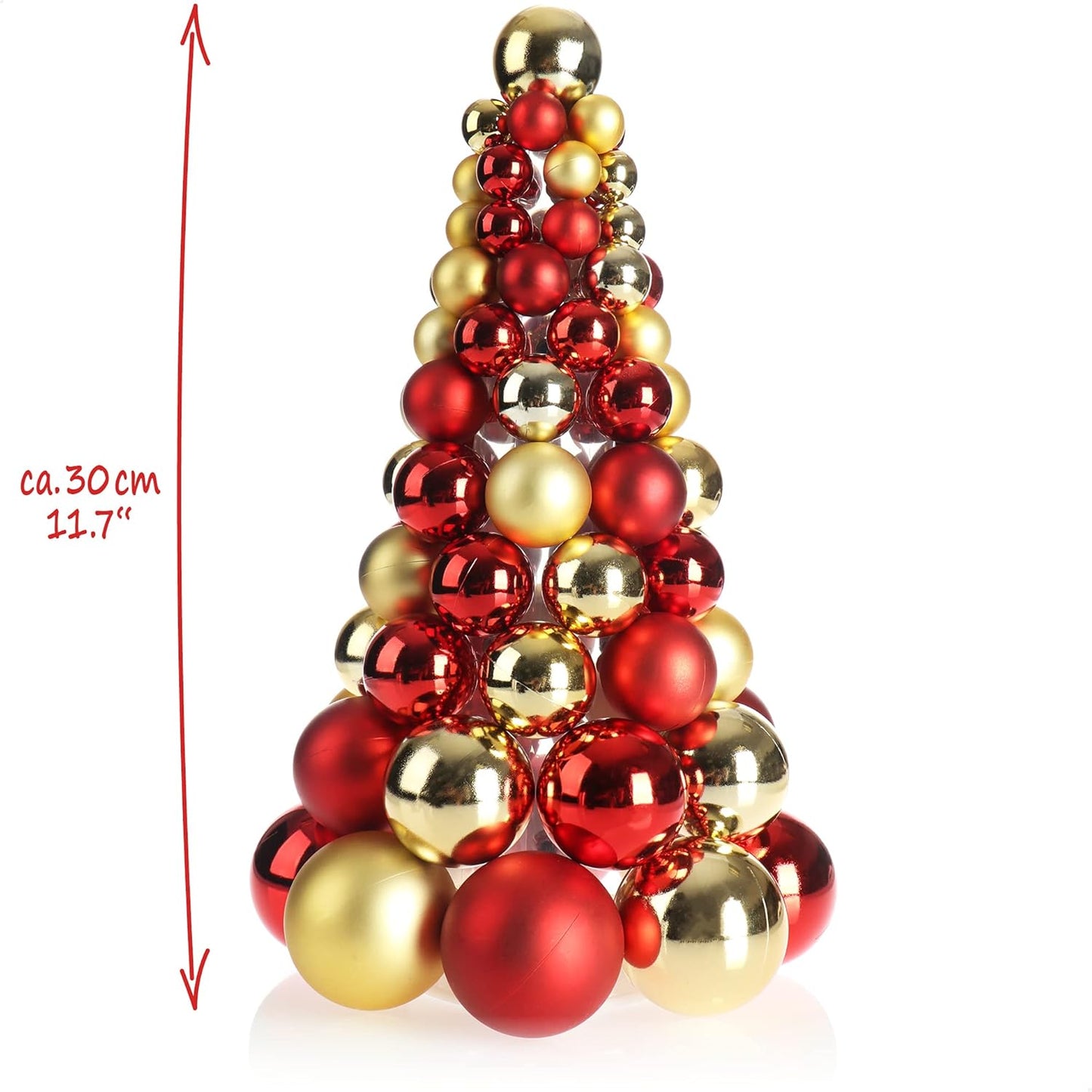 Künstlicher Weihnachtsbaum mit Christbaumkugeln, 01 Stück - 30cm - Goldfarben/Rot