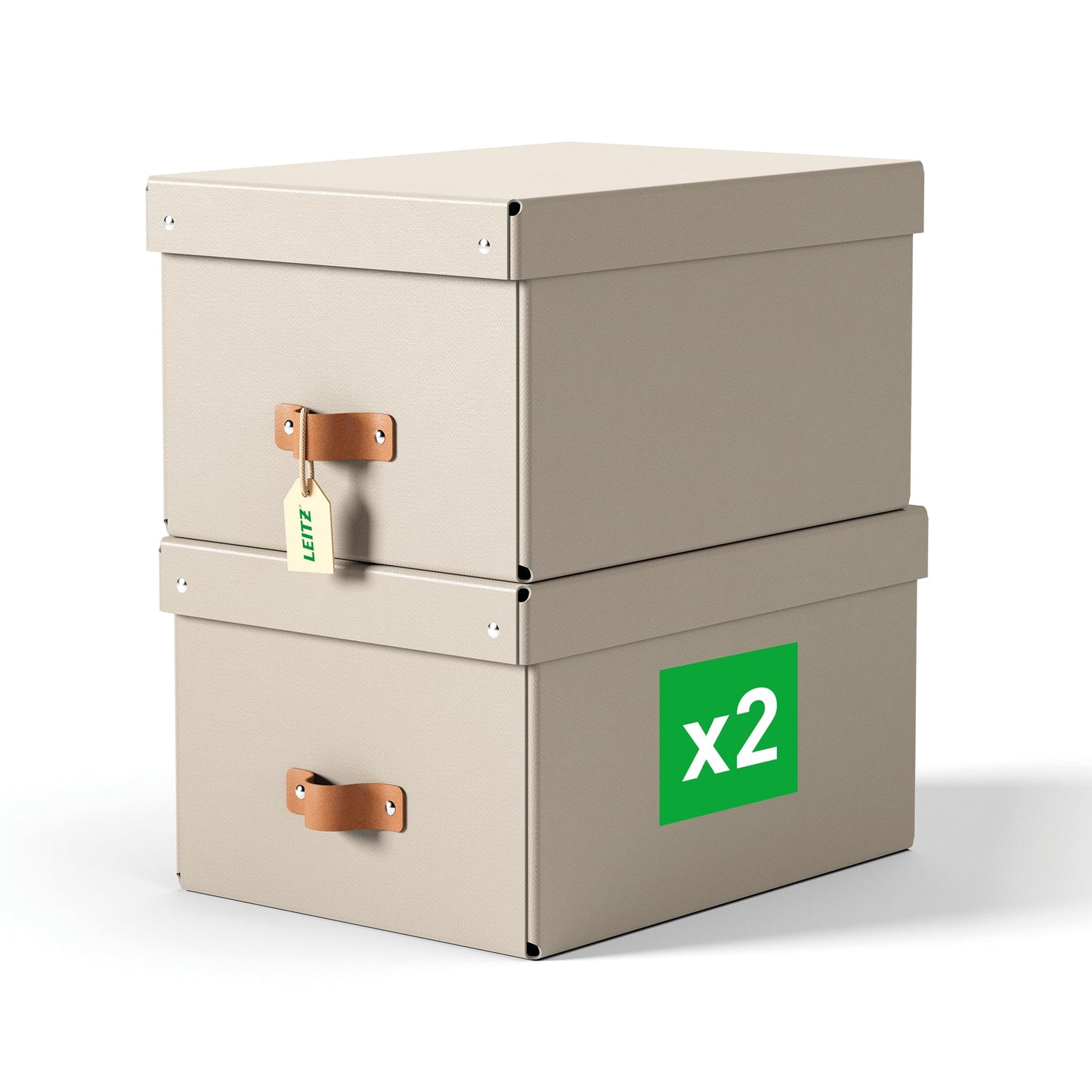 2er-Set Aufbewahrungsboxen mit Deckel, 37 x 27 x 20 cm Beige