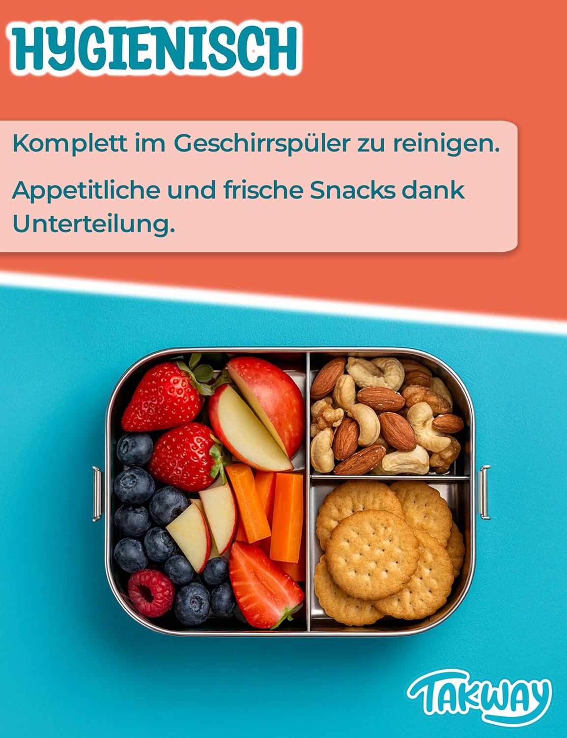 Brotdose mit 3-Fach-Unterteilung und Pusteblumendesign, Pusteblume 3-Fächer