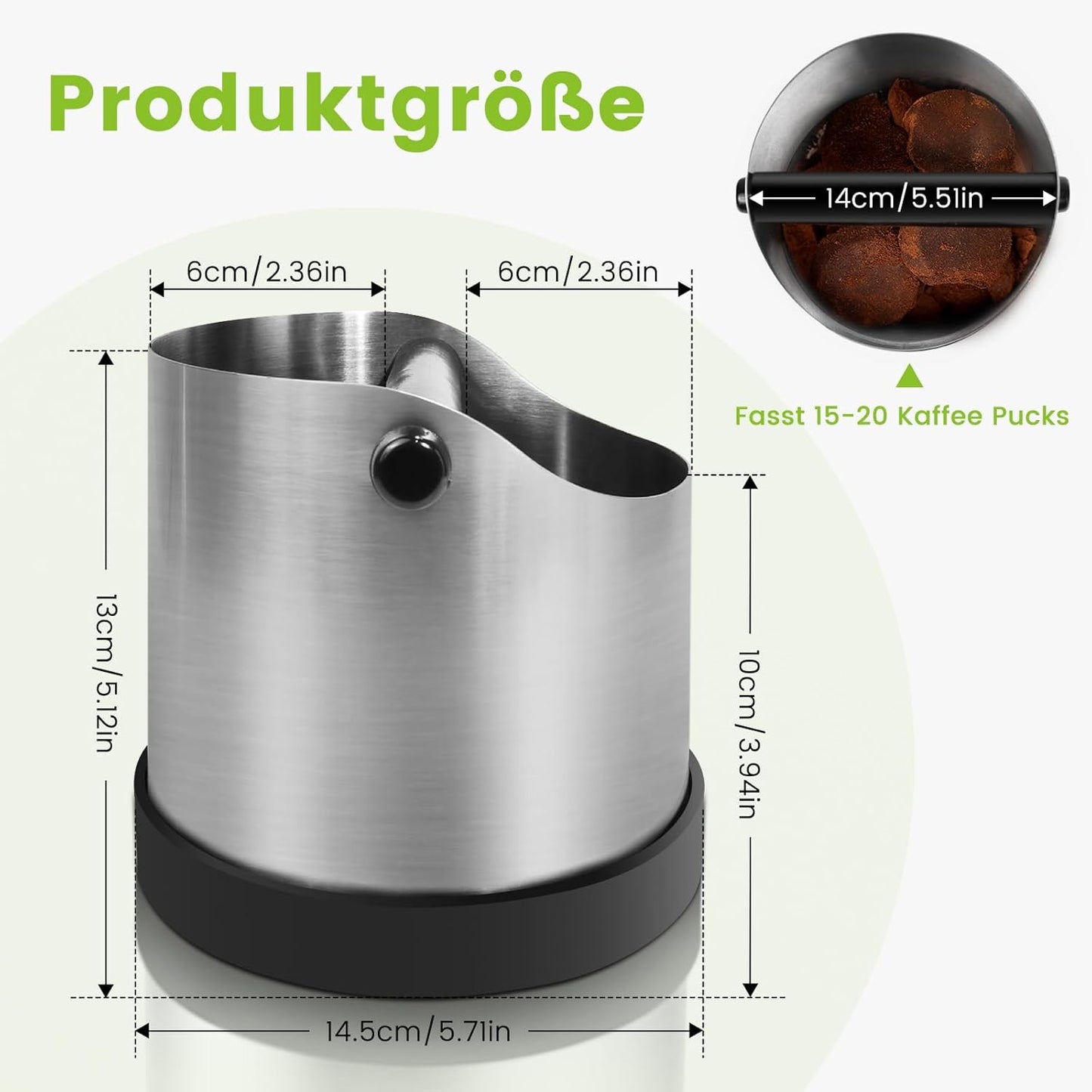 Abklopfbehälter für für Delonghi Sage Ninja Siebträgermaschinen, Silber