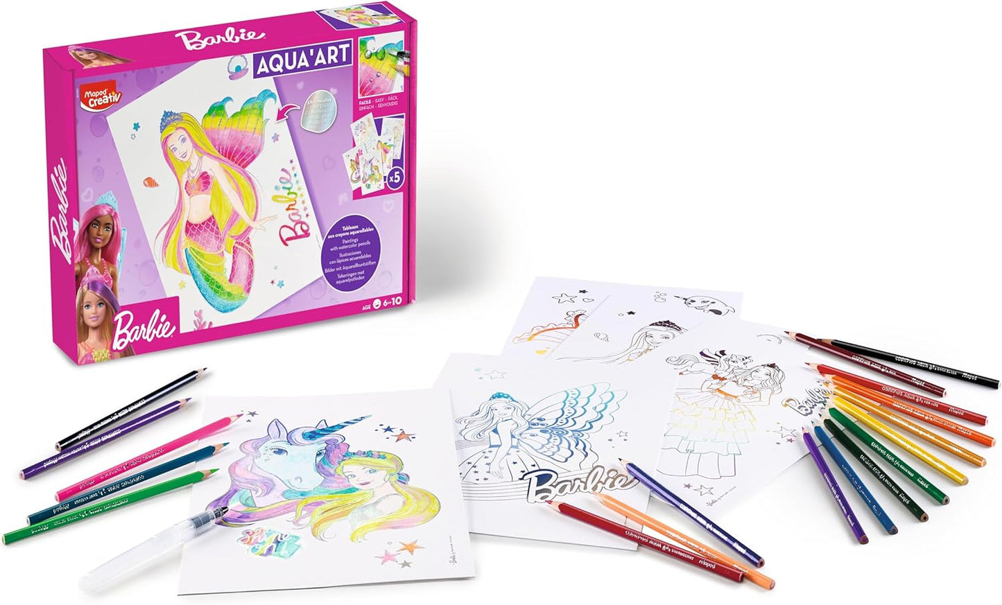 Ausmal-Set AQUA'ART BARBIE mit Aquarell-Stiften