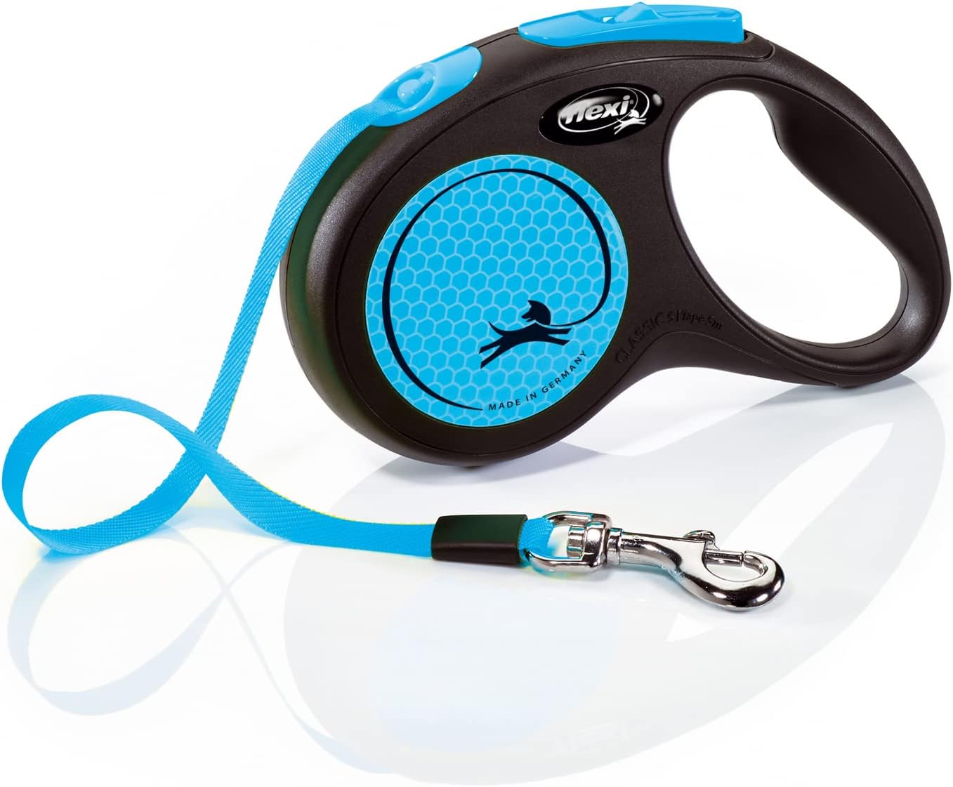 Roll-Leine Neon S für Hunde, S|schwarz/neonblau