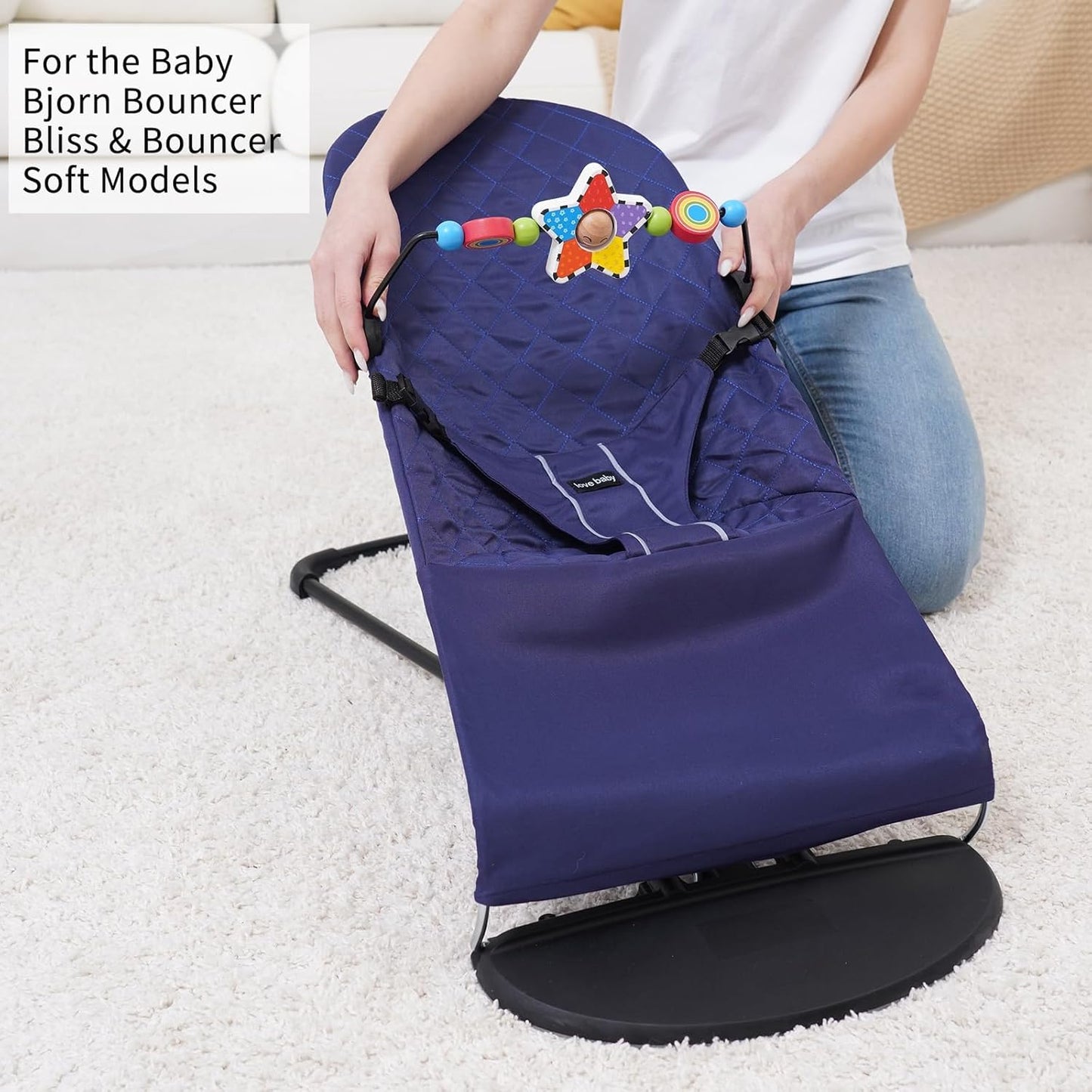 Baby-Bounzer Spielzeugbogen für BabyBjörn Bliss und Balance Soft, Weiss/Opulenter Garten