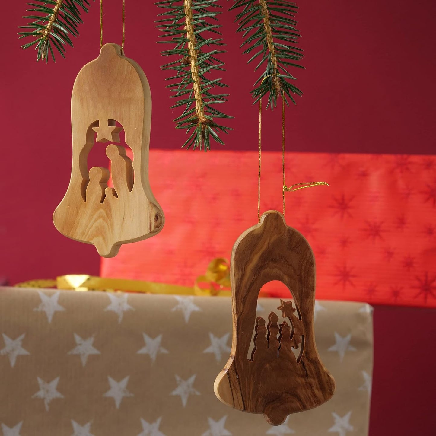 3-teiliges Weihnachtsbaumschmuck-Set, Glocke Ohne Rinde