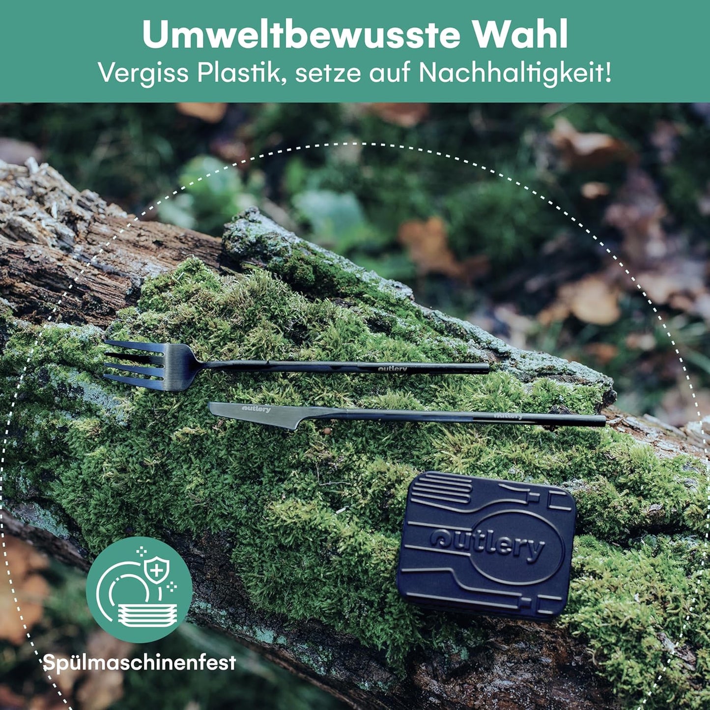 Reisebesteck-Set für 1 Person mit Etui, Walblau