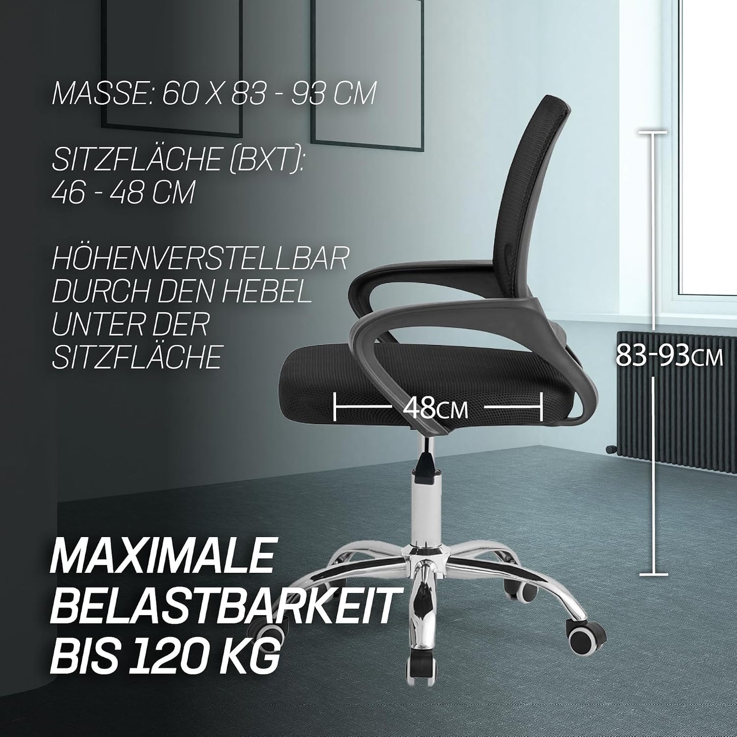 Ergonomischer Büro-Drehstuhl, Grau
