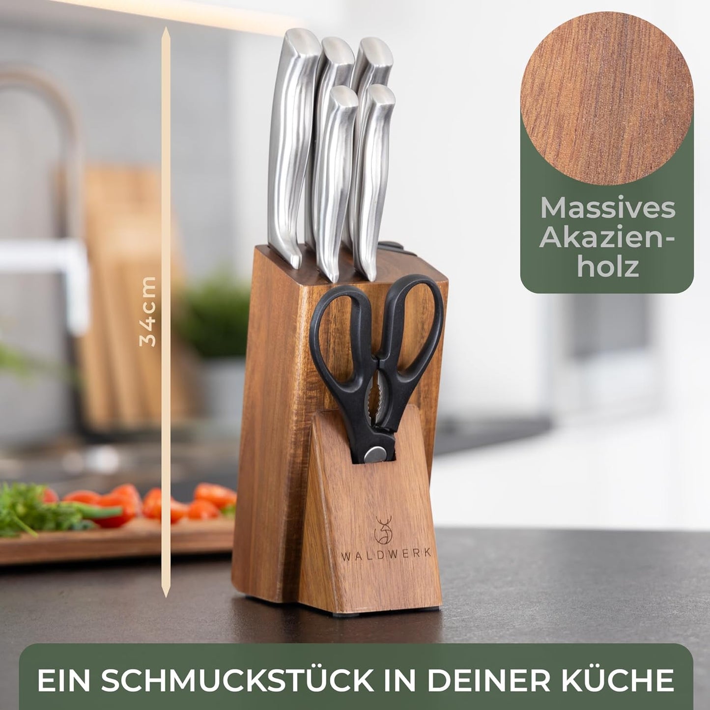 Messerset, Messerblock bestückt Akazie