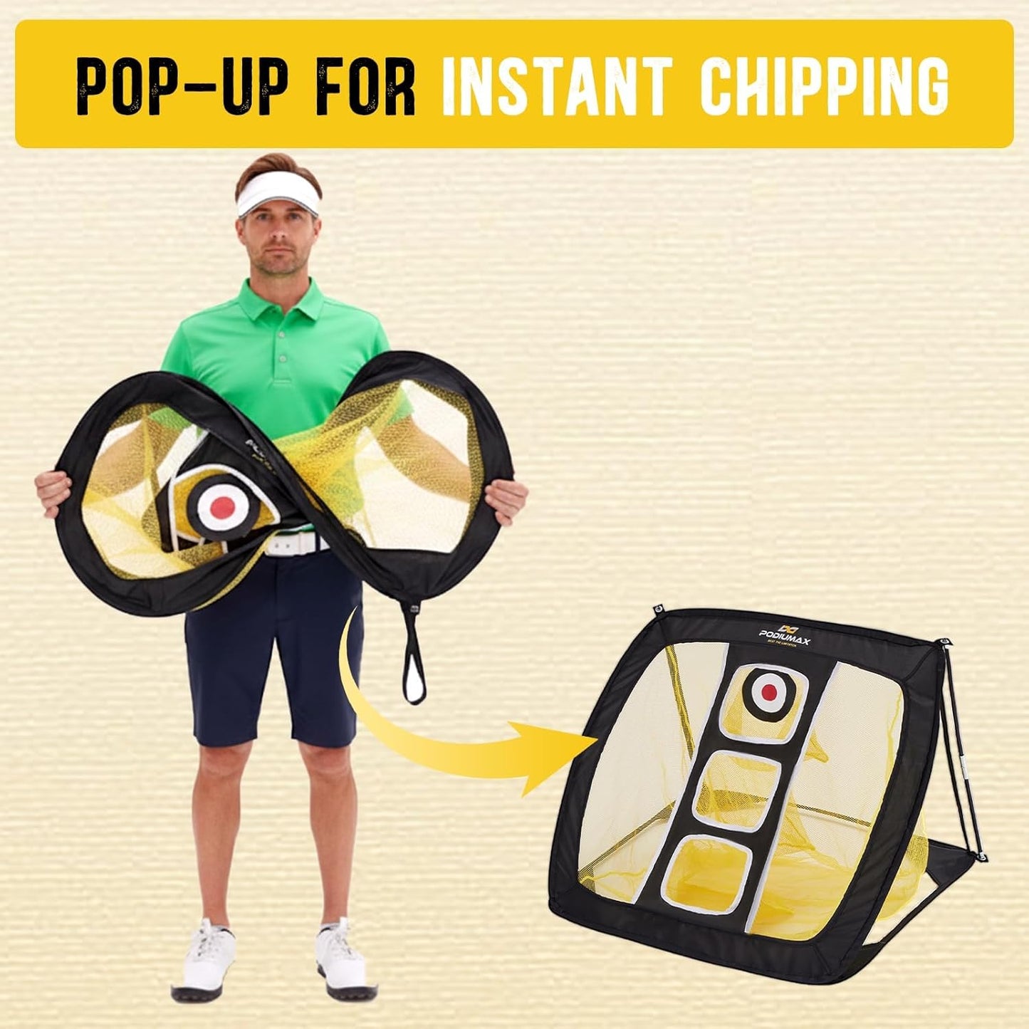 Golf Übungsnetz für Indoor & Outdoor, Black Yellow-64*50*64 CM