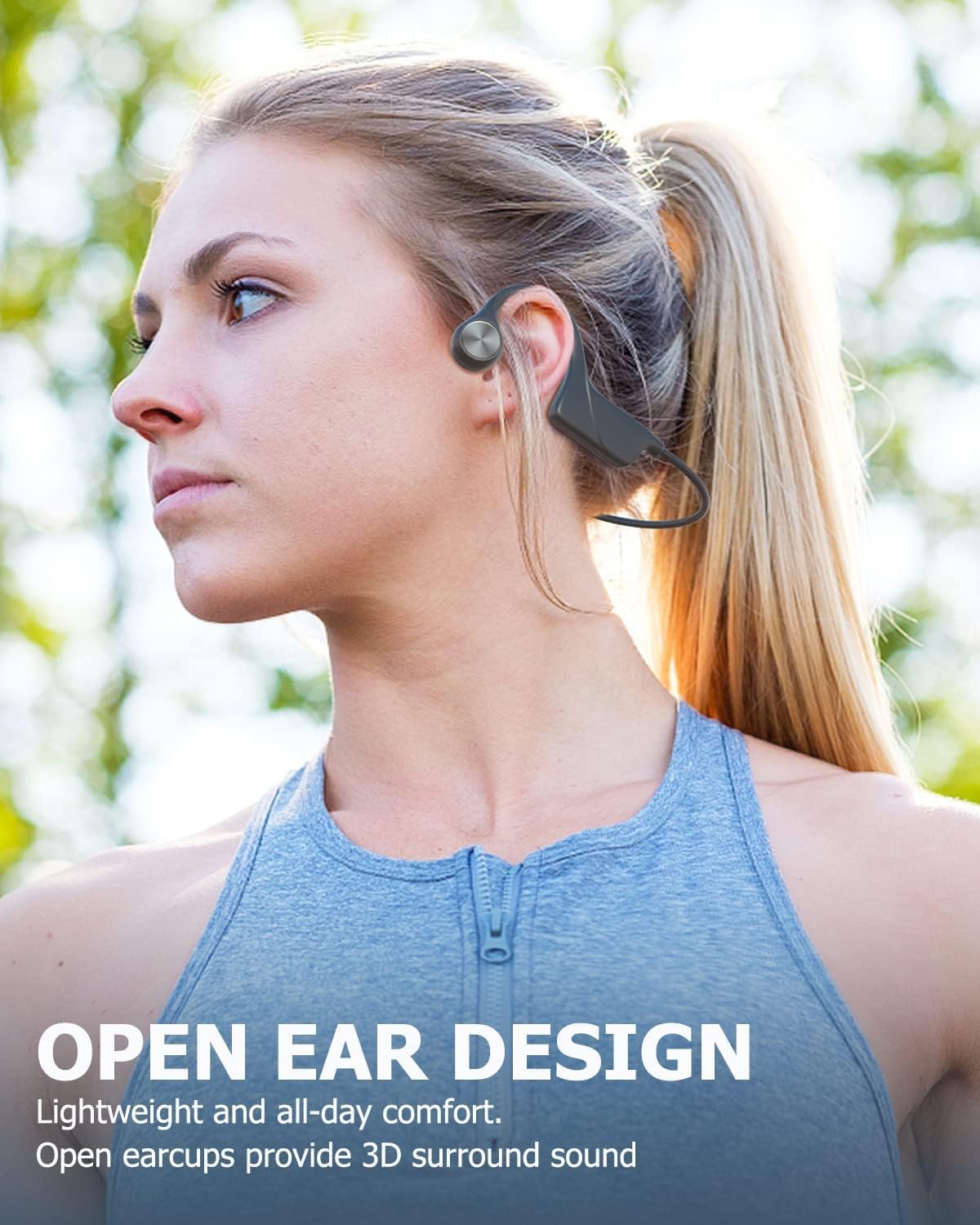 Knochenschall Bluetooth Sportkopfhörer, Schwarz