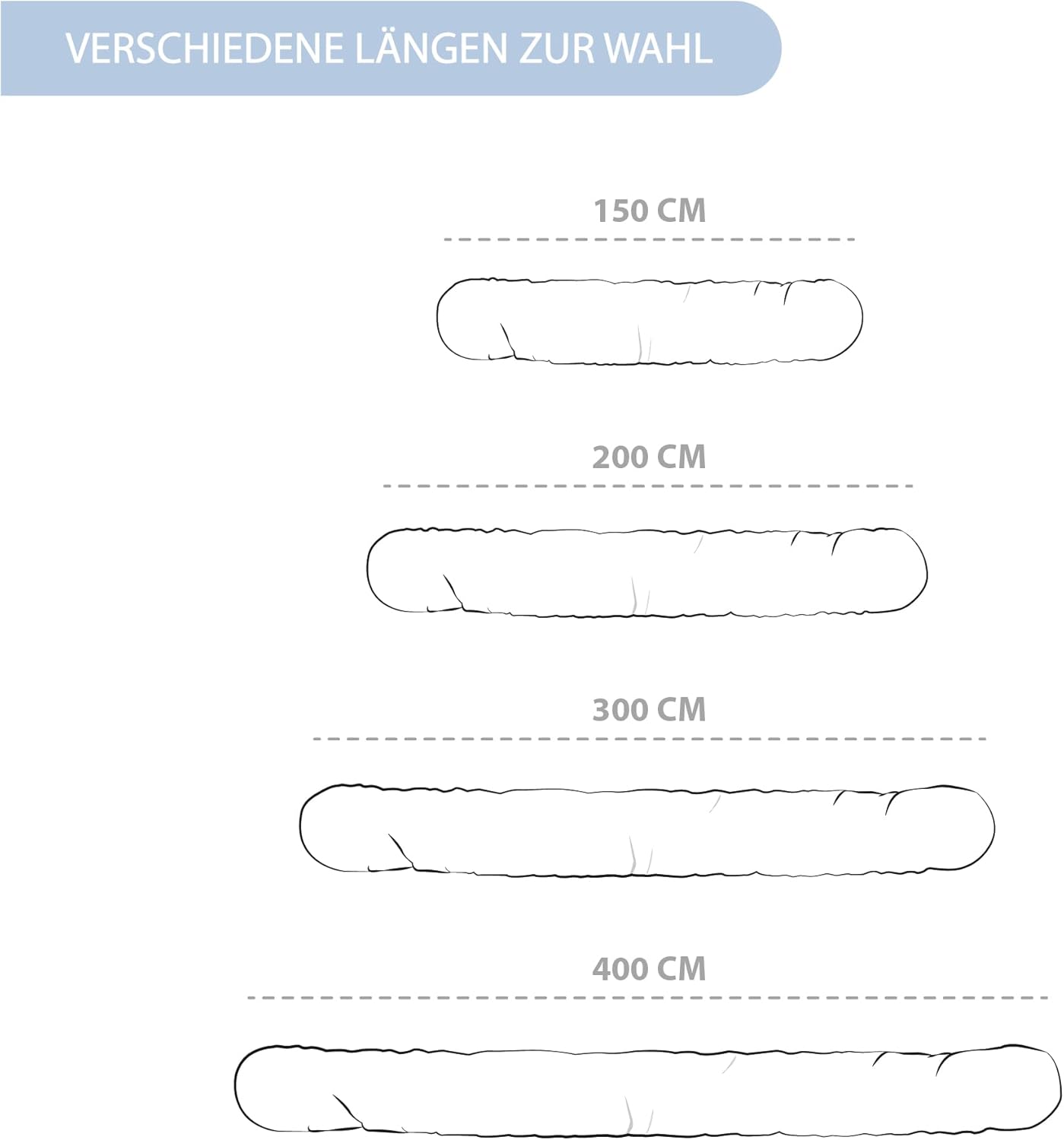 Bettschlange mit waschbarem Bezug, Grau D 150 cm