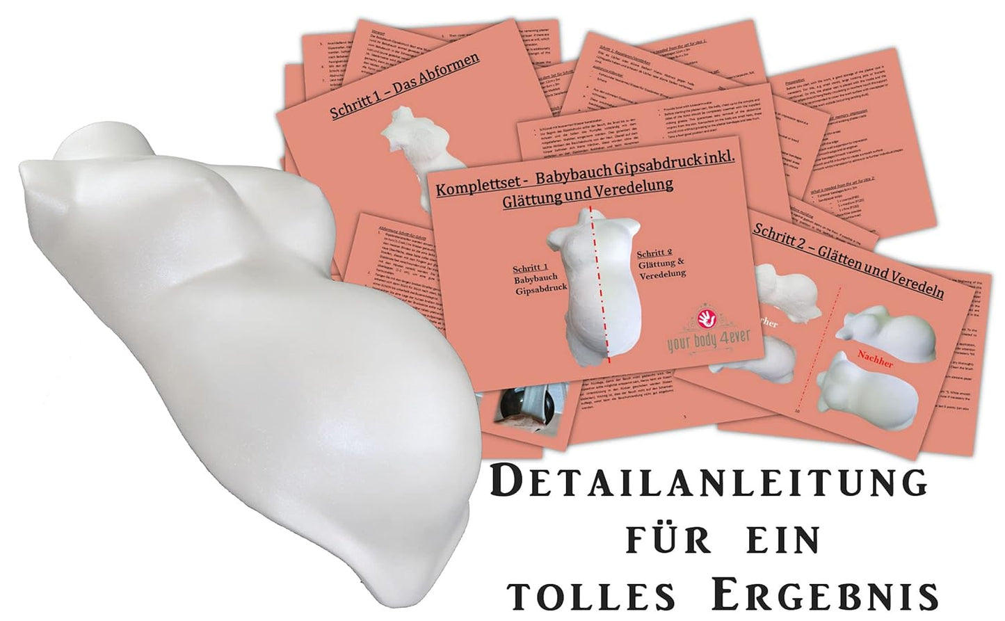 XXL Babybauch Gipsabdruck Set mit Glättungsmaterial