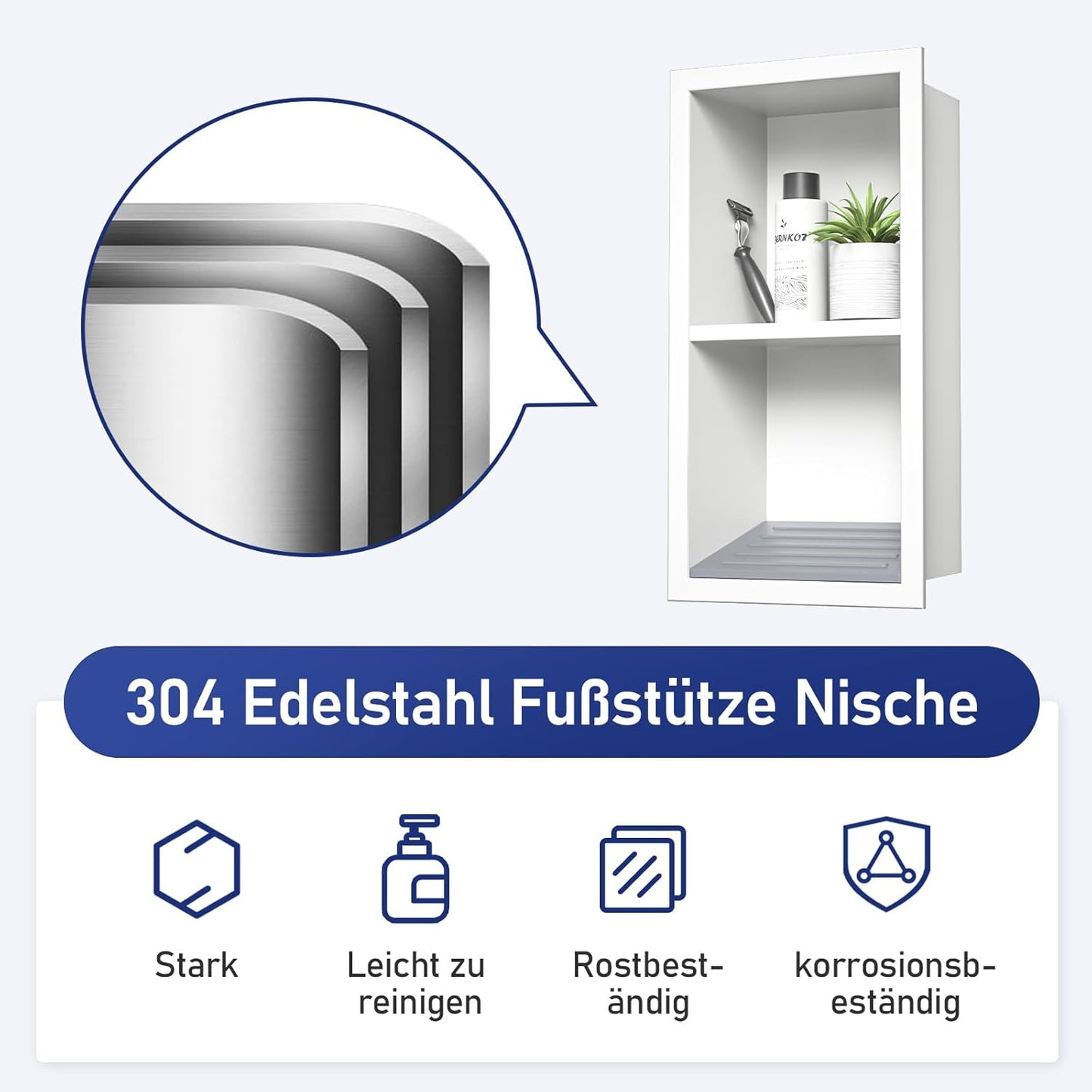 Duschnische mit Regal, 31 cm x12 cm Weiss
