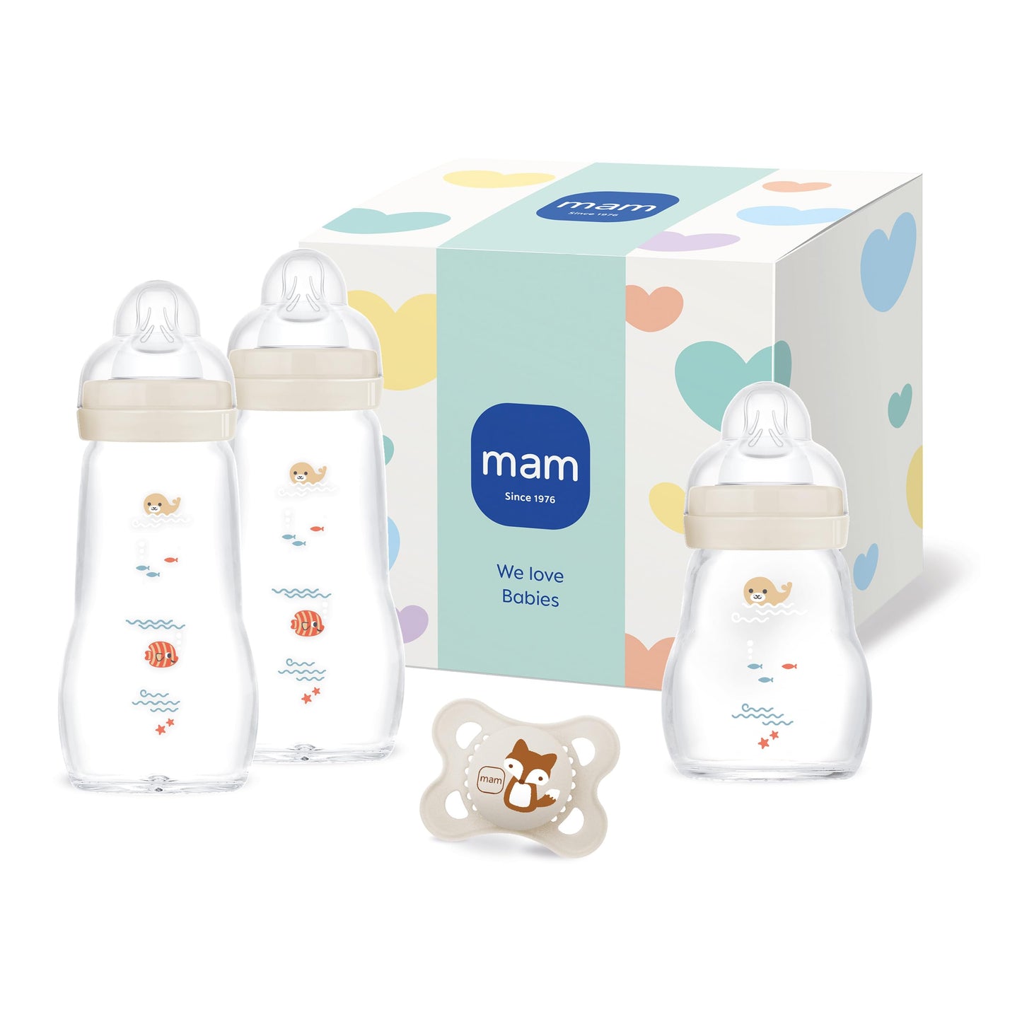 Feel Good Babyflaschen Geschenk-Set, Beige/Robbe/Geschenk-Set 260 Milliliter