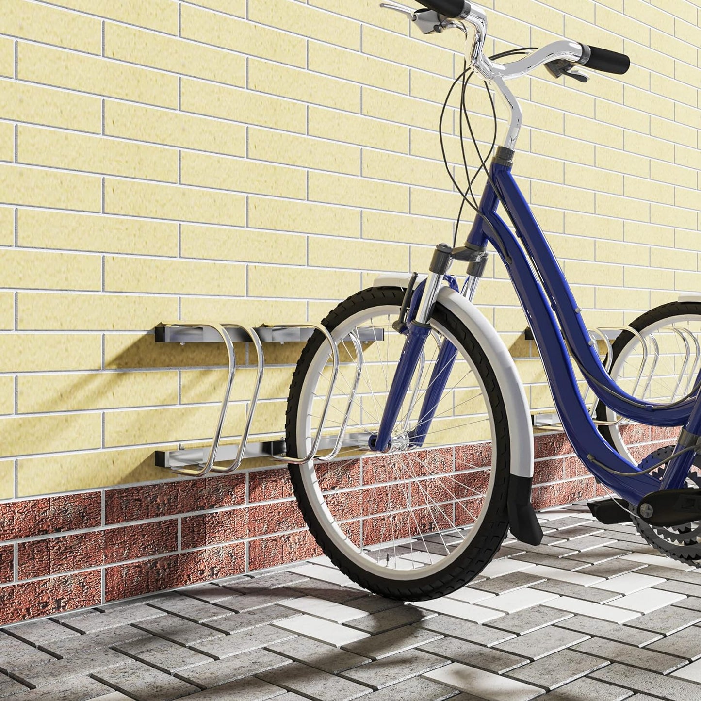 Veloständer für 3 Velos, 3 Fahrräder Silber