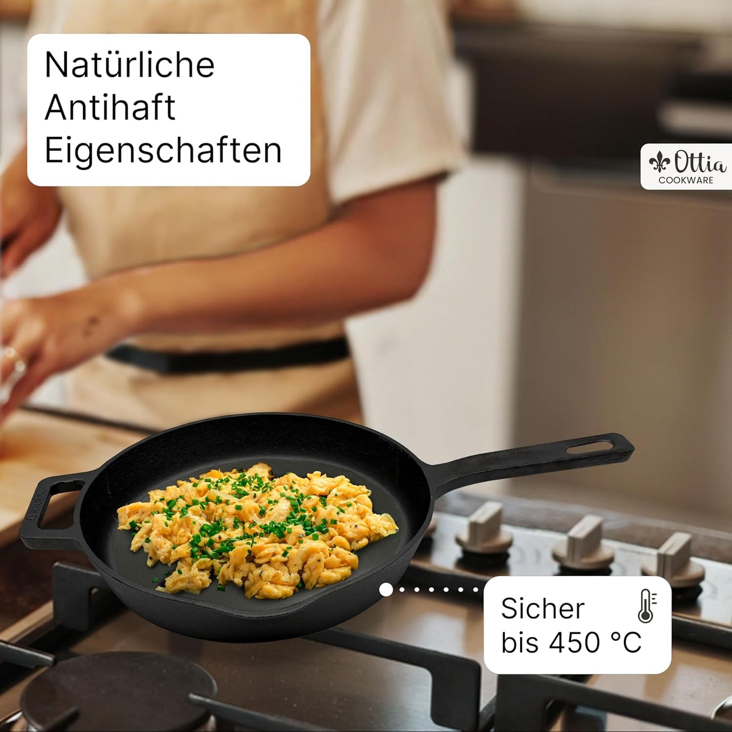 Geschliffene Gusseisenpfanne, 24cm ohne Zubehör