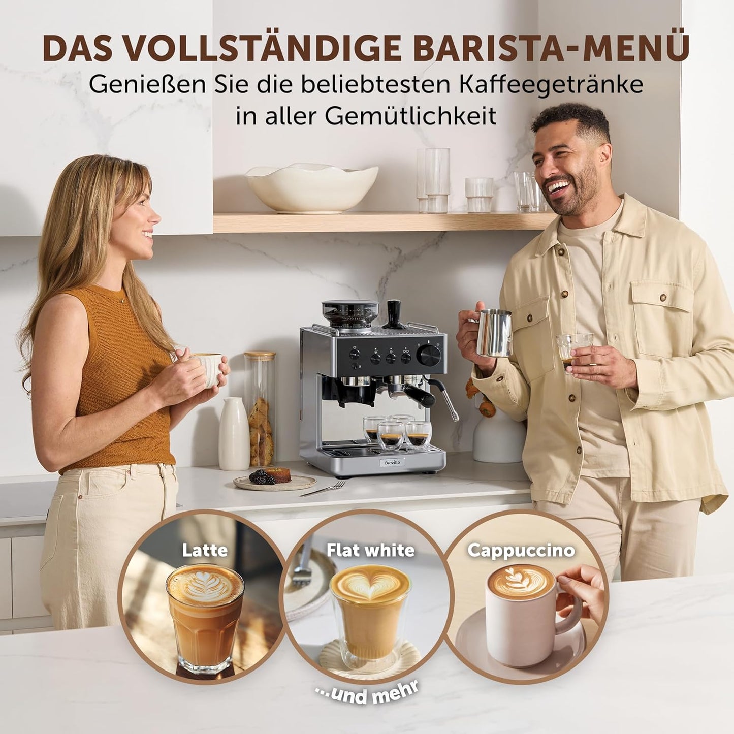 Espressomaschine mit Kaffeemühle und Milchaufschäumer, Barista Classic
