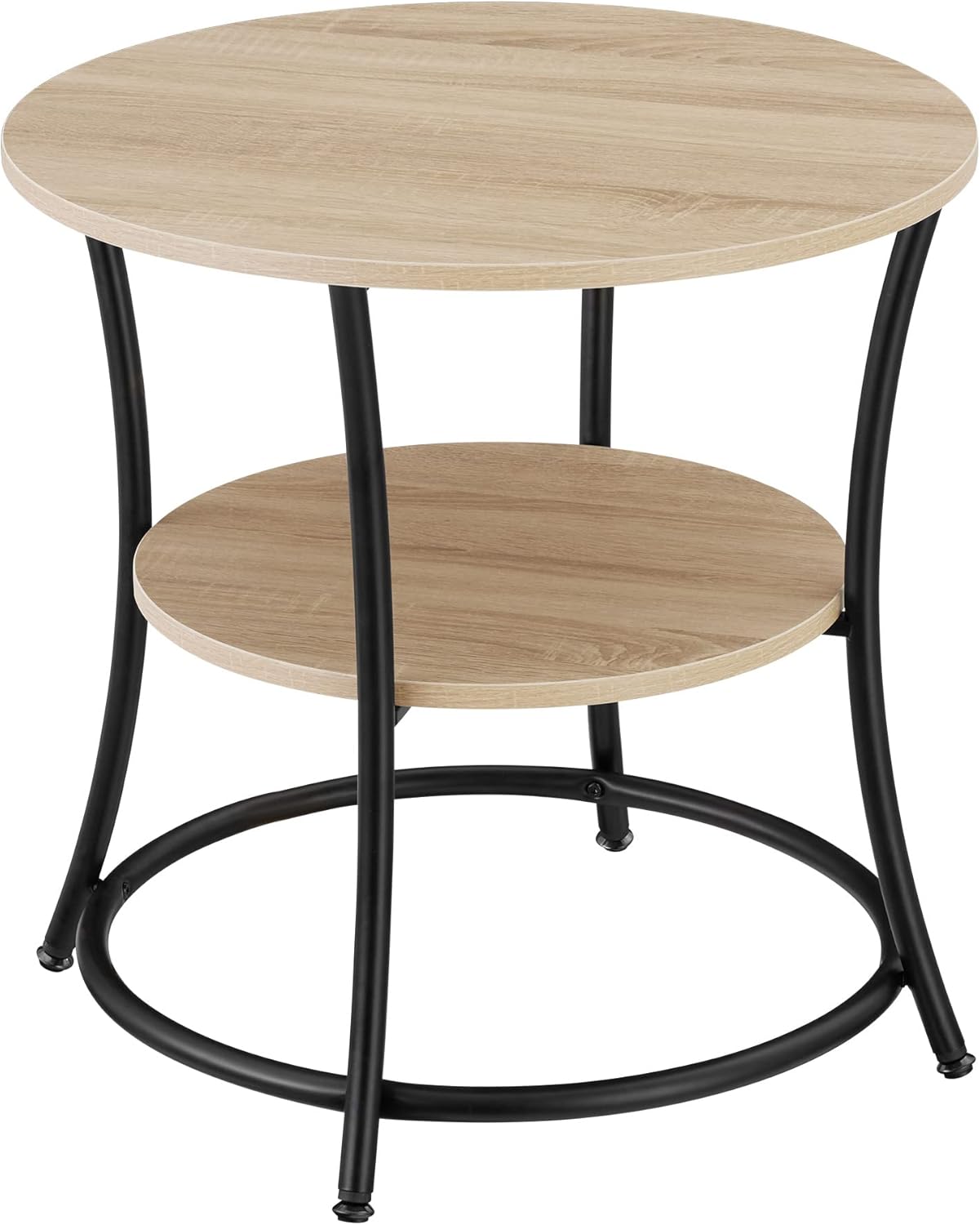Runder Beistelltisch mit 2 Ablagen, Industrial Holz Hell, Eiche Sonoma 55 x 56cm