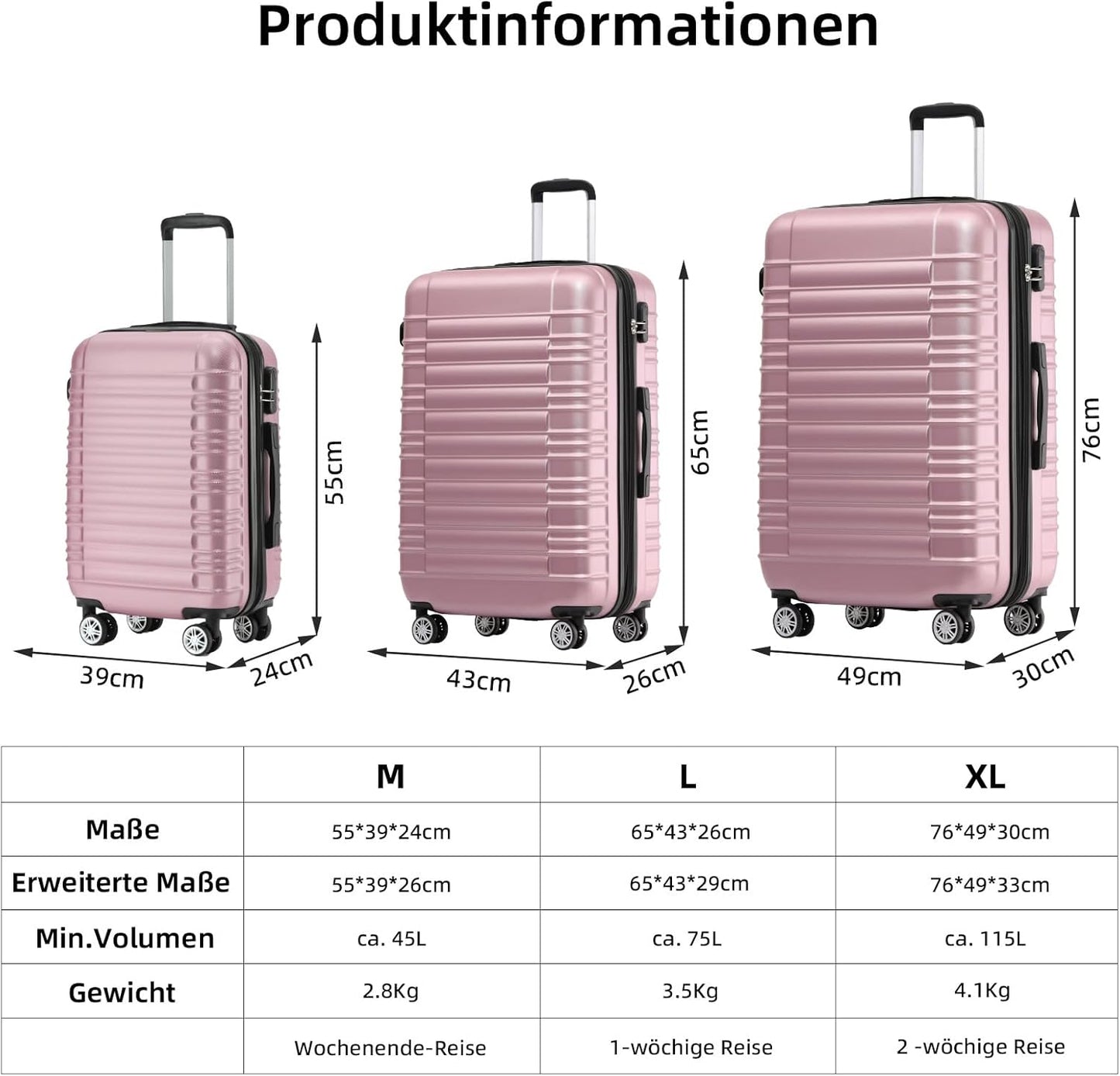 Reisekoffer XL, Rosa XL