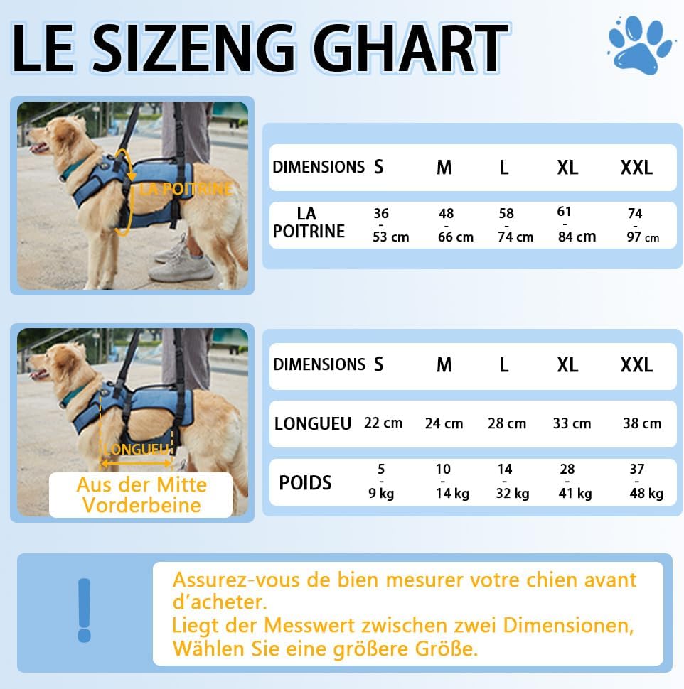 Hundelift Geschirr, M Blau
