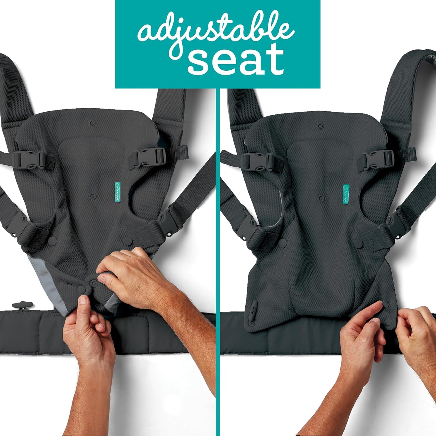 4-in-1 Babytrage mit Lordosenstütze und Kopfstütze, Dark Grey