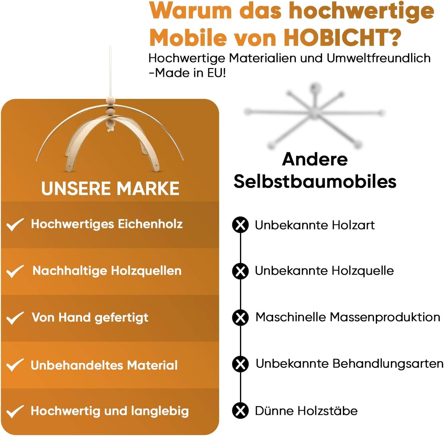 Mobile-Bausatz aus Eichenholz, Eiche Weiß