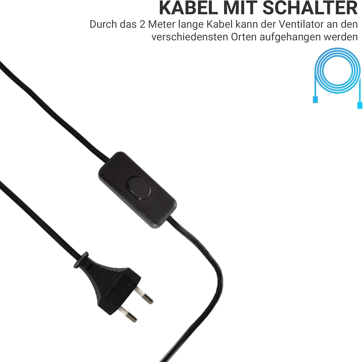 Mobiler Deckenventilator, Schwarz