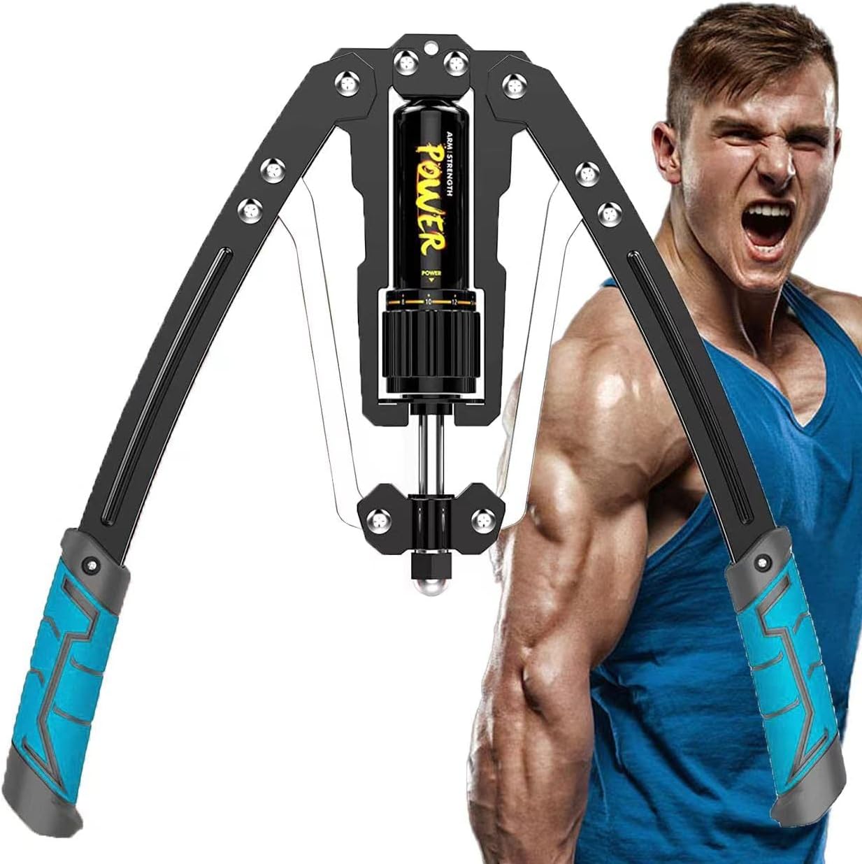 Verstellbarer Power Twister Brusttrainer 10-200kg, Blau