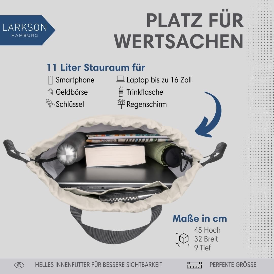 Turnbeutel No 7 mit Aussentasche, Sand - Grau