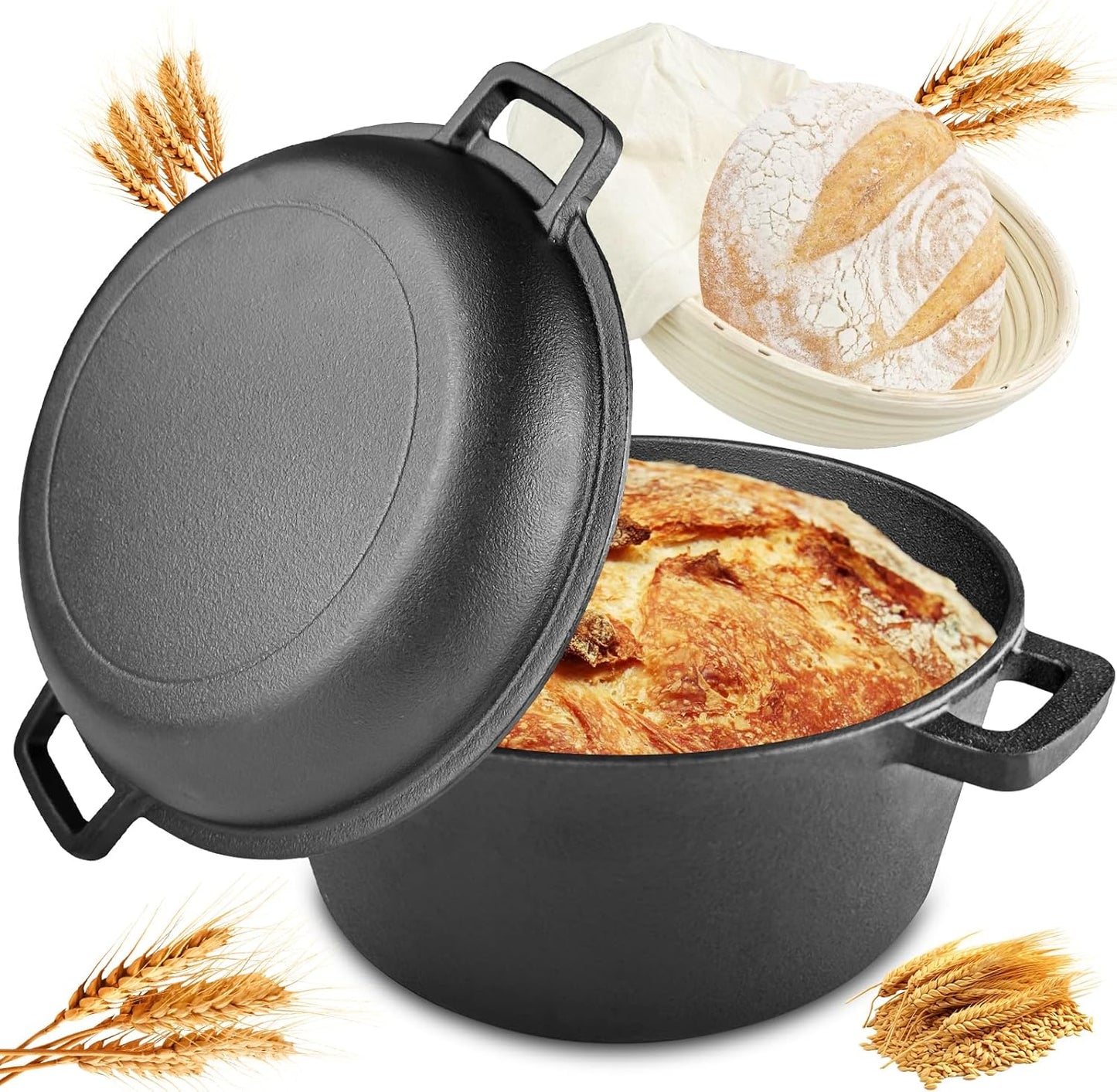 Gusseisen Topf mit Gärkorb, Runden