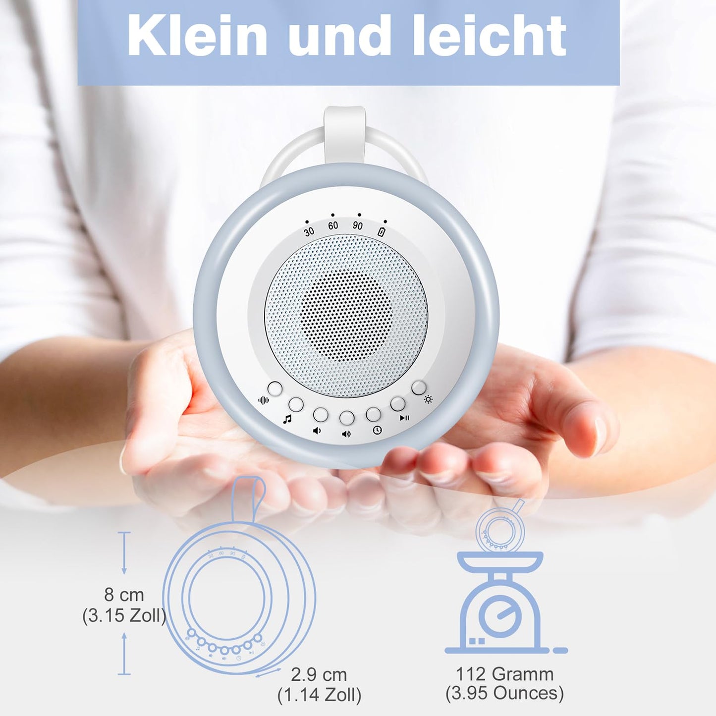 Tragbare White Noise Maschine für Babys, Weiß