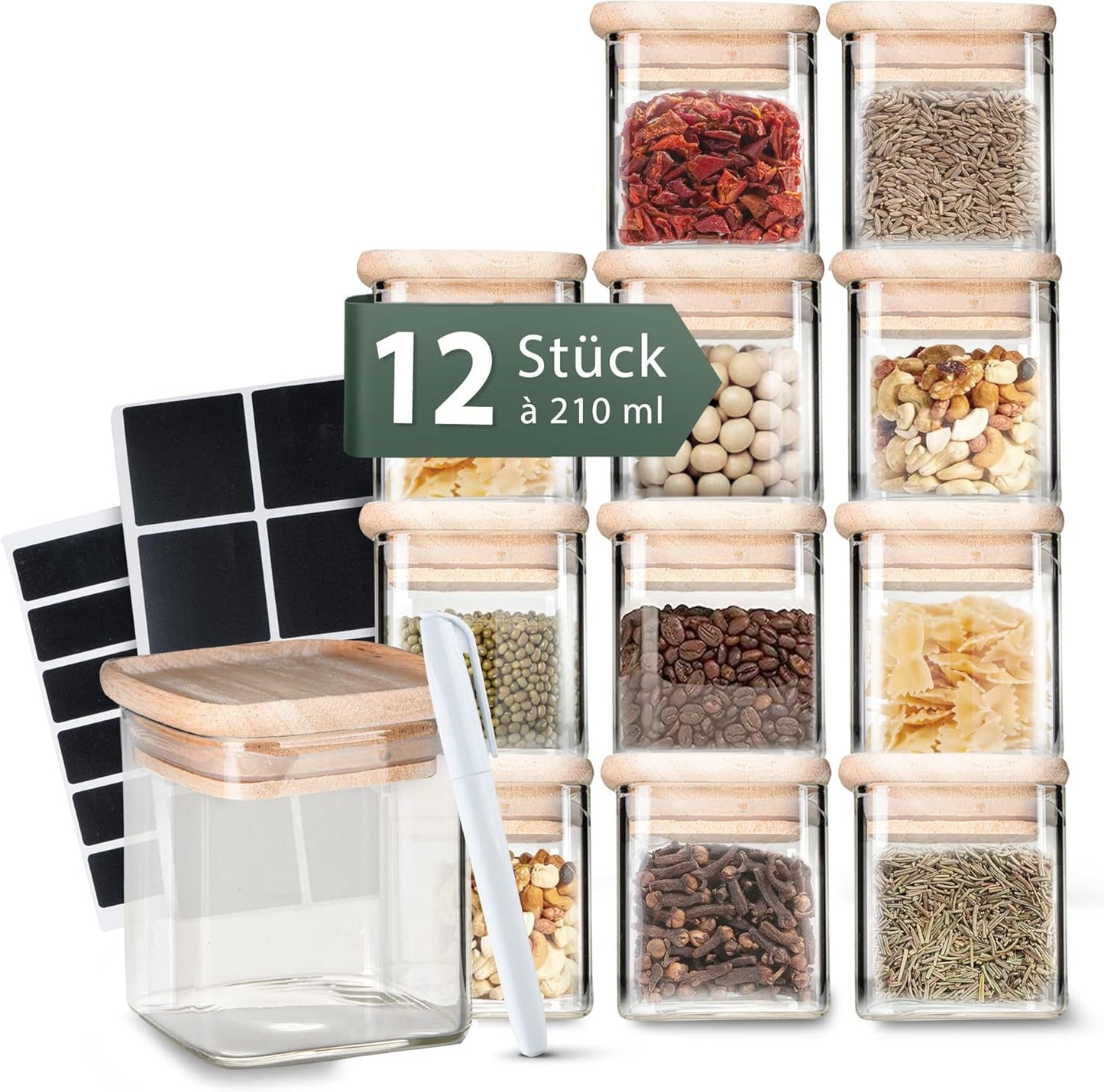 Gewürzgläser Set, 12 x 210 ml