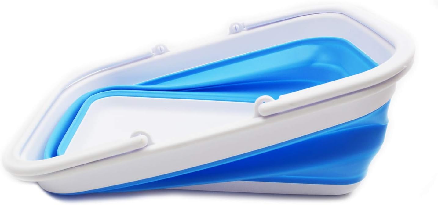 Faltbarer Korb mit Griff, White/Marine Blue