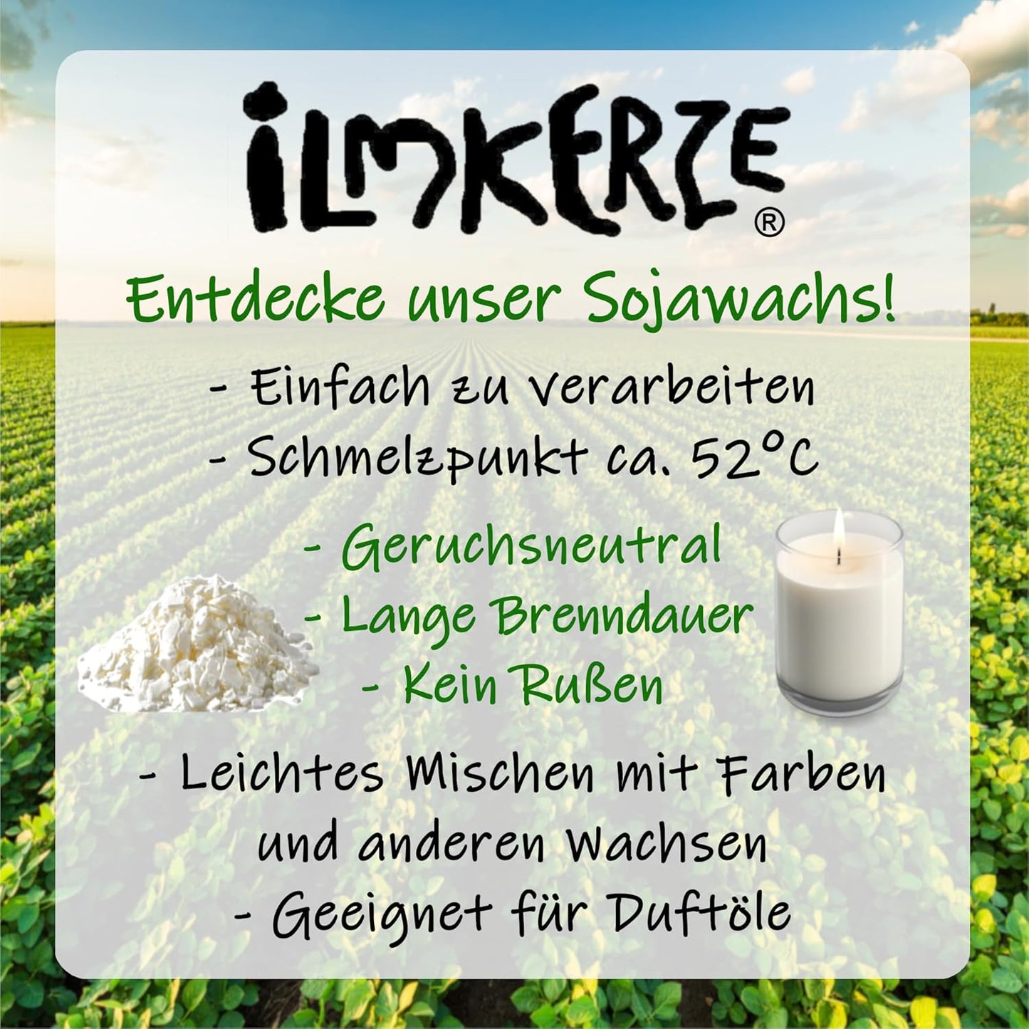 Premium Sojawachs Flocken für Kerzen, Sojawachs für Kerzen 2 kg